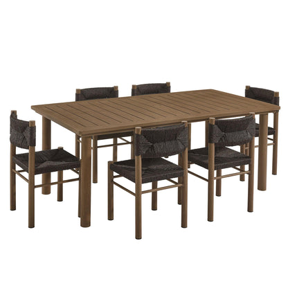 Parkland 7-Piece Rectangular Outdoor Patio Rattan and Aluminum Dining Table and Chairs Set by Modway FredCo