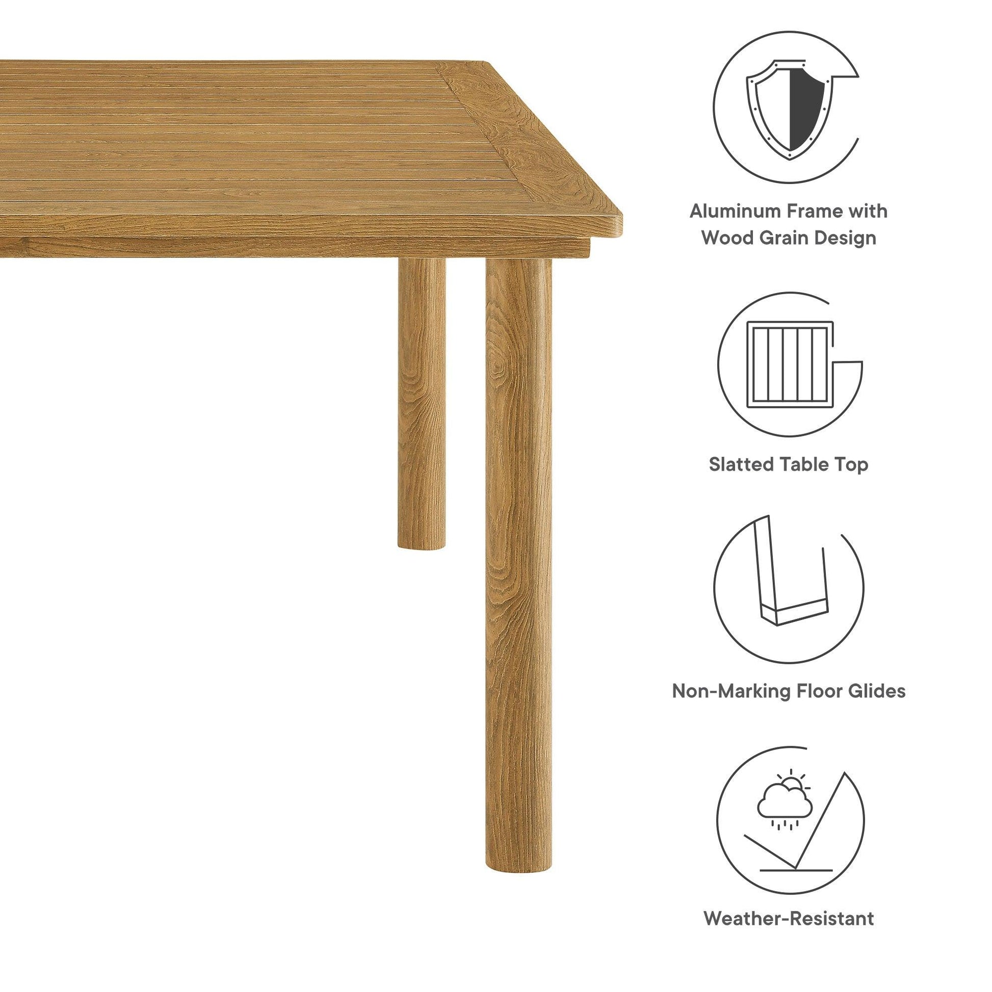 Parkland 76" Outdoor Patio Aluminum Dining Table by Modway FredCo