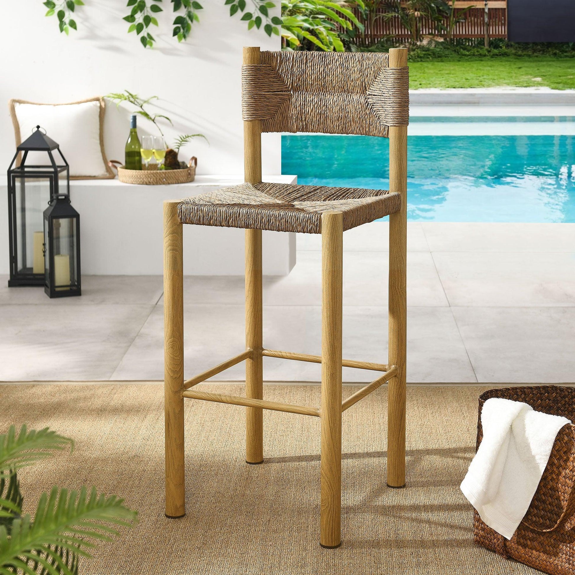 Parkland Outdoor Patio Rattan and Aluminum Bar Stools Set of 2 by Modway FredCo
