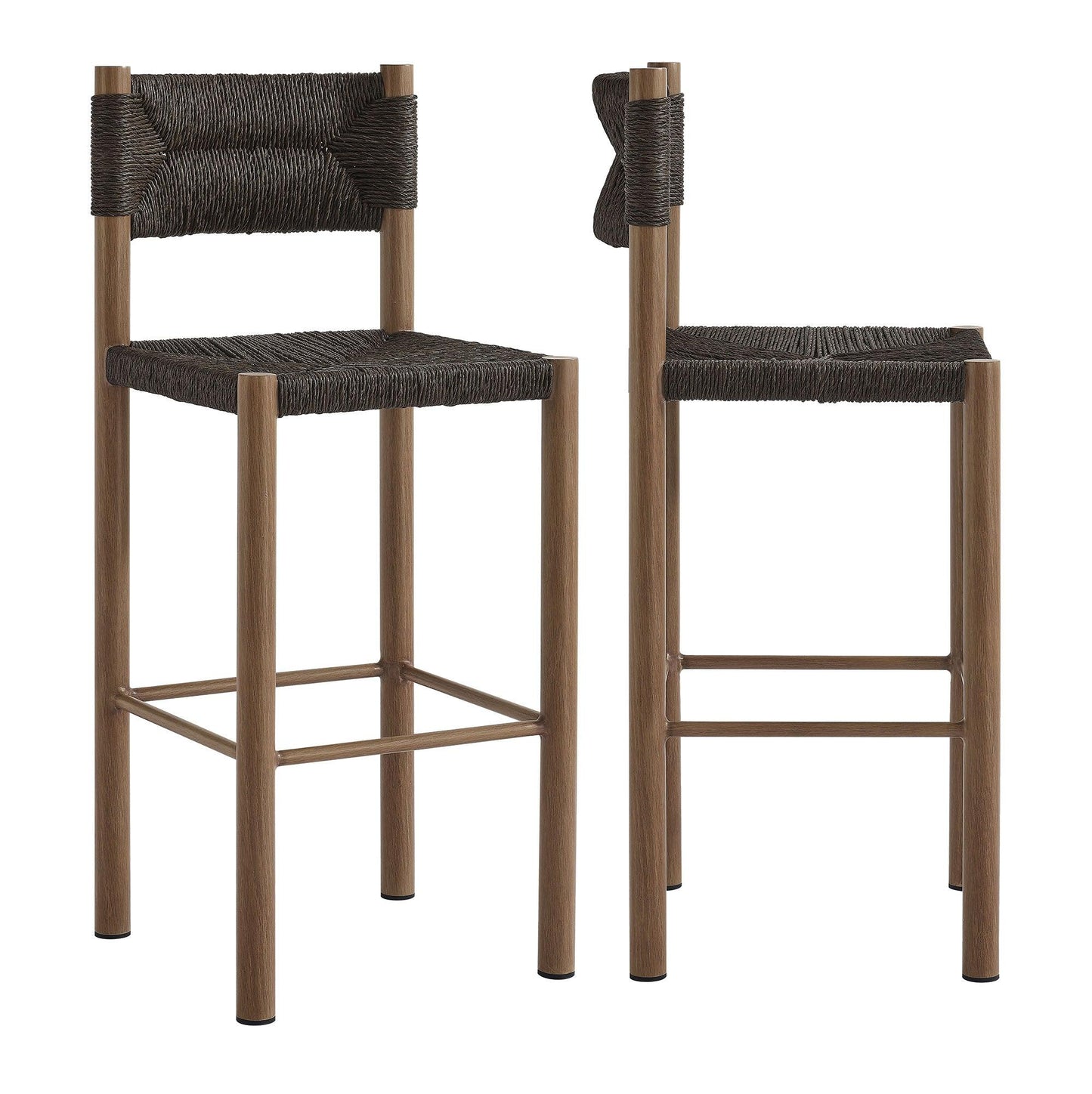 Parkland Outdoor Patio Rattan and Aluminum Bar Stools Set of 2 by Modway FredCo