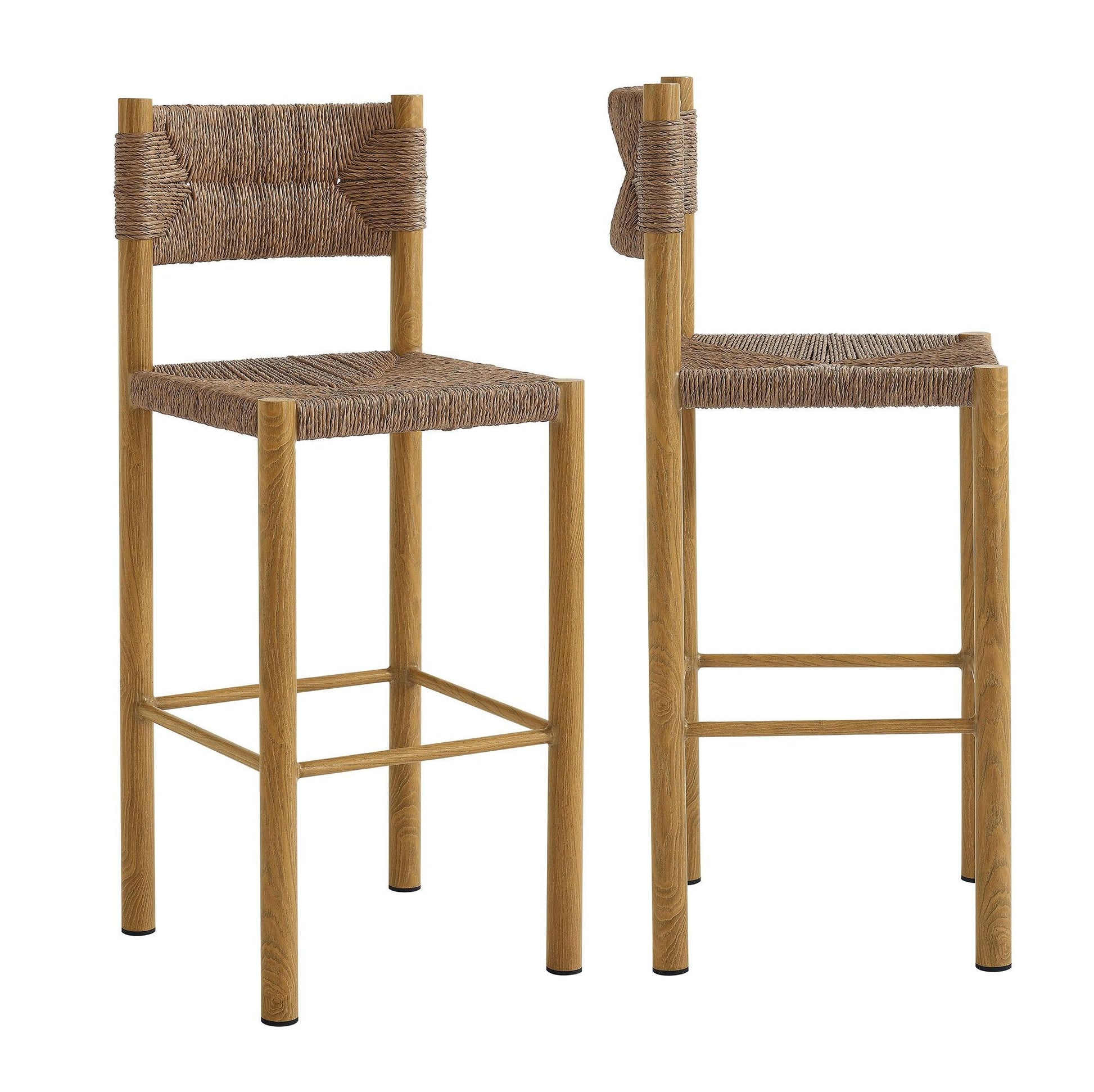 Parkland Outdoor Patio Rattan and Aluminum Bar Stools Set of 2 by Modway FredCo