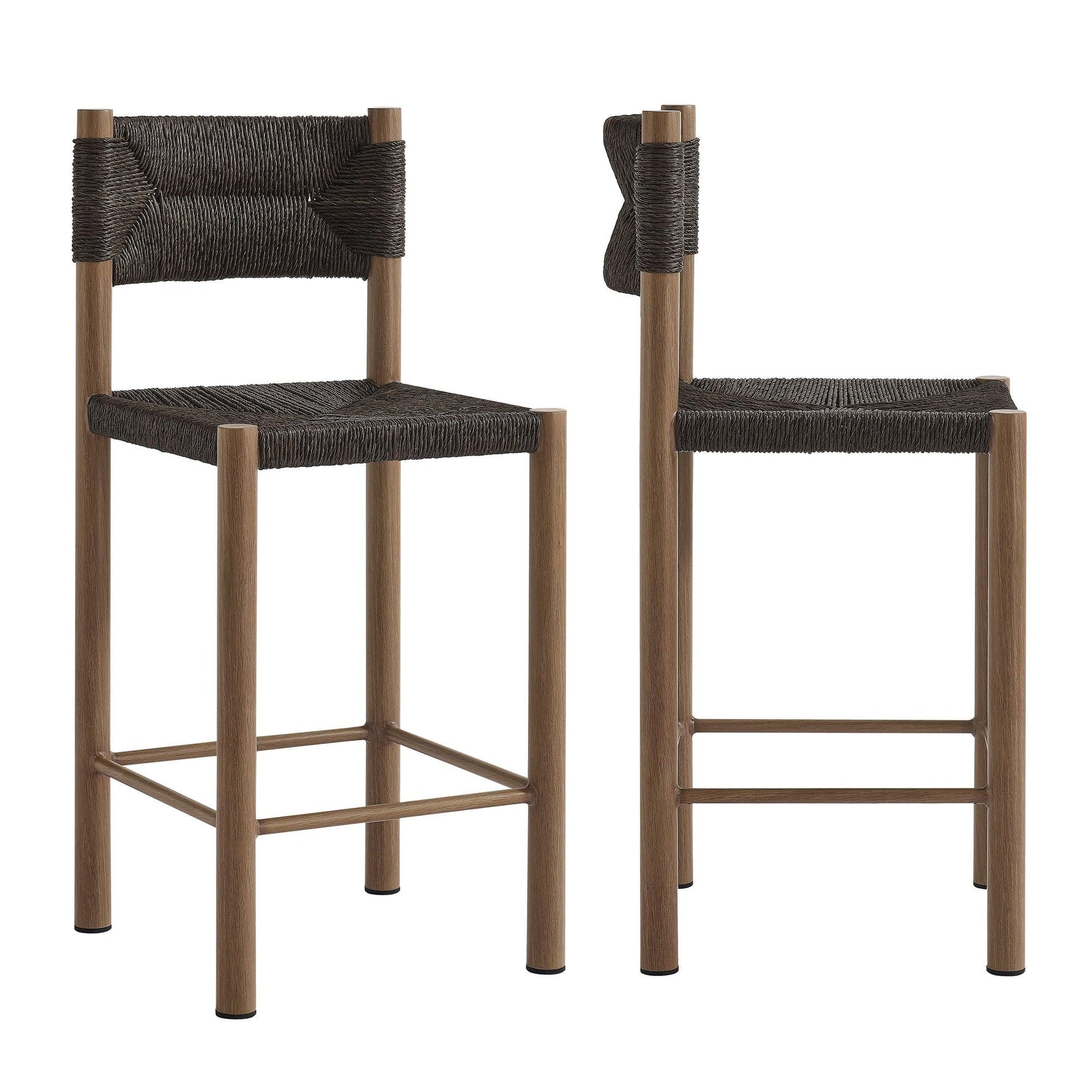 Parkland Outdoor Patio Rattan and Aluminum Counter Stools Set of 2 by Modway FredCo