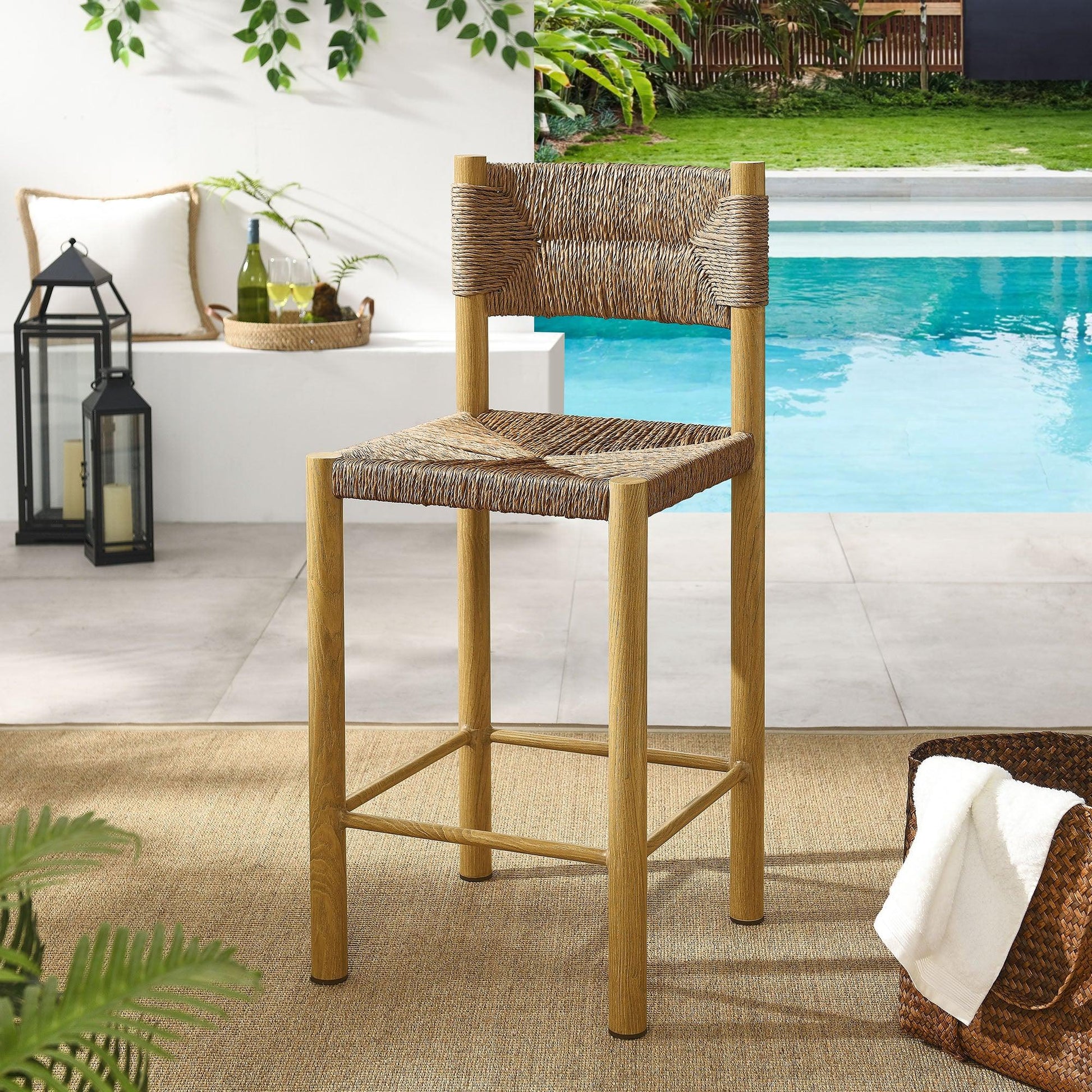 Parkland Outdoor Patio Rattan and Aluminum Counter Stools Set of 2 by Modway FredCo