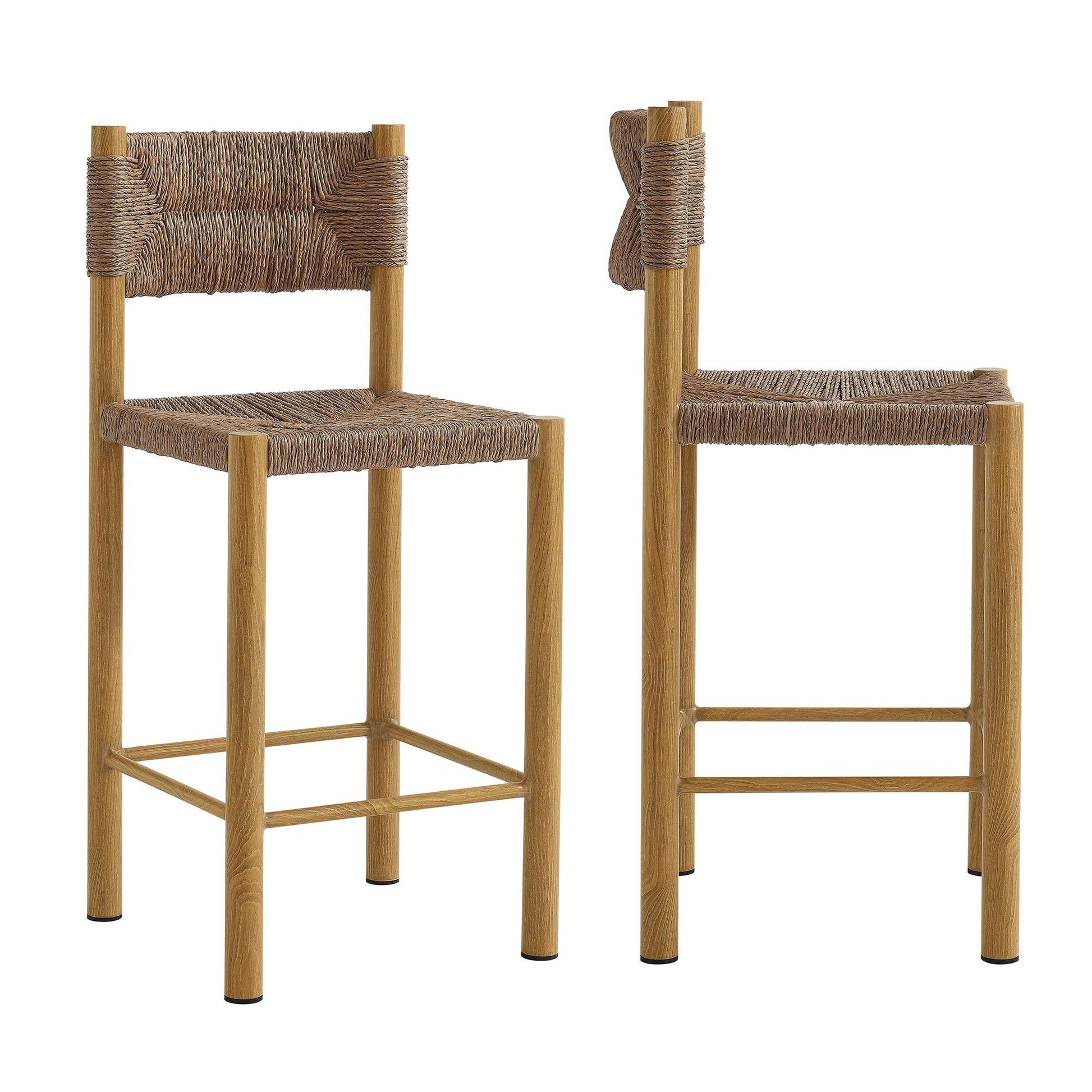 Parkland Outdoor Patio Rattan and Aluminum Counter Stools Set of 2 by Modway FredCo