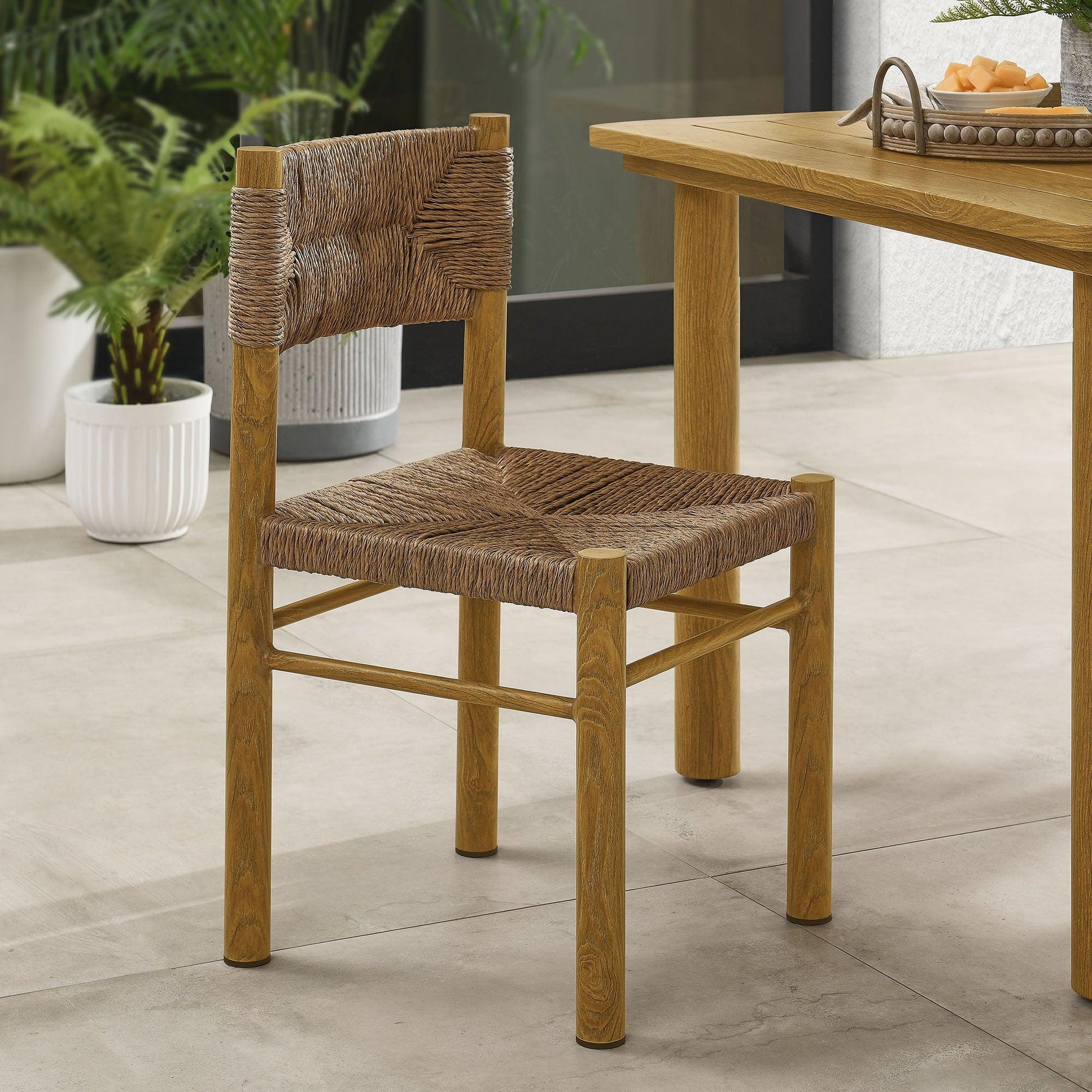 Parkland Outdoor Patio Rattan and Aluminum Dining Side Chairs Set of 2 by Modway FredCo