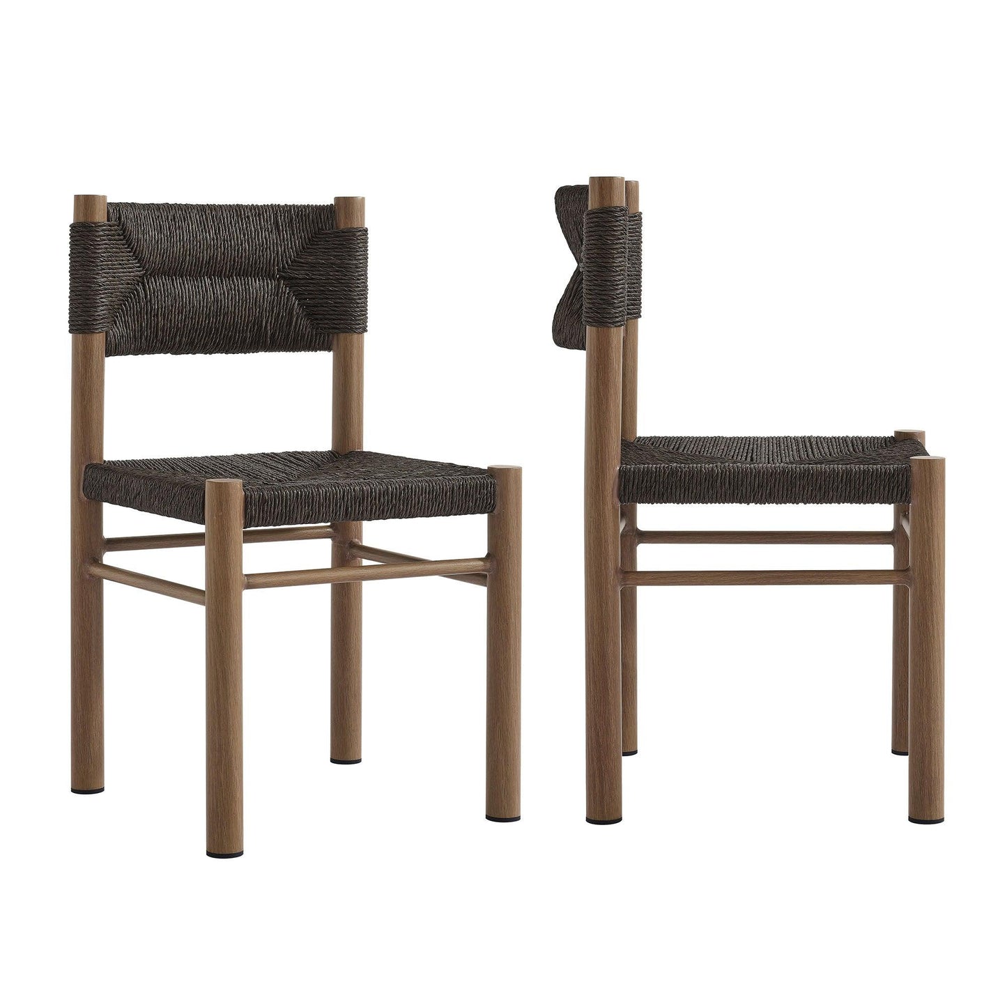 Parkland Outdoor Patio Rattan and Aluminum Dining Side Chairs Set of 2 by Modway FredCo