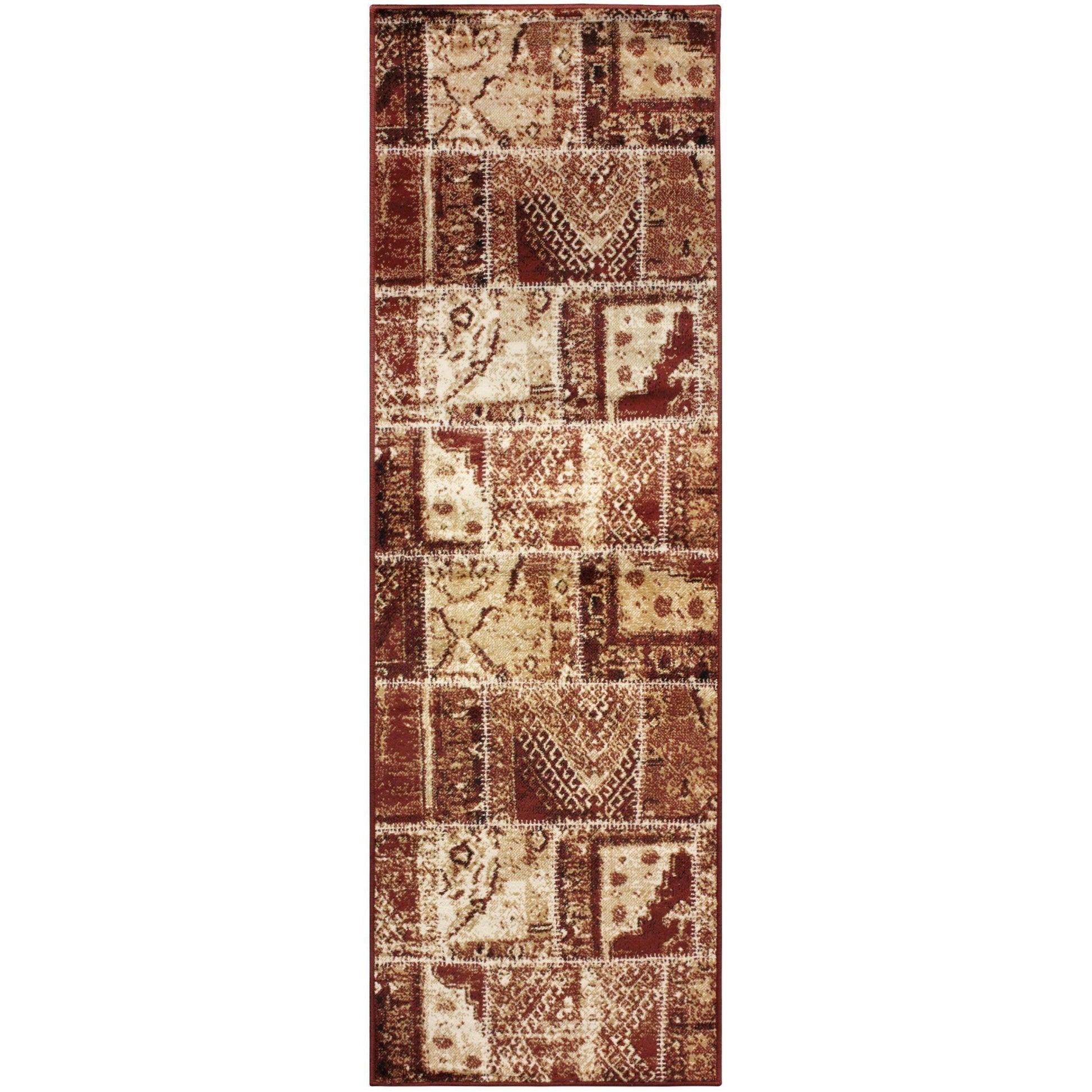 Parquet Contemporary Tribal Patchwork Distressed Rug FredCo
