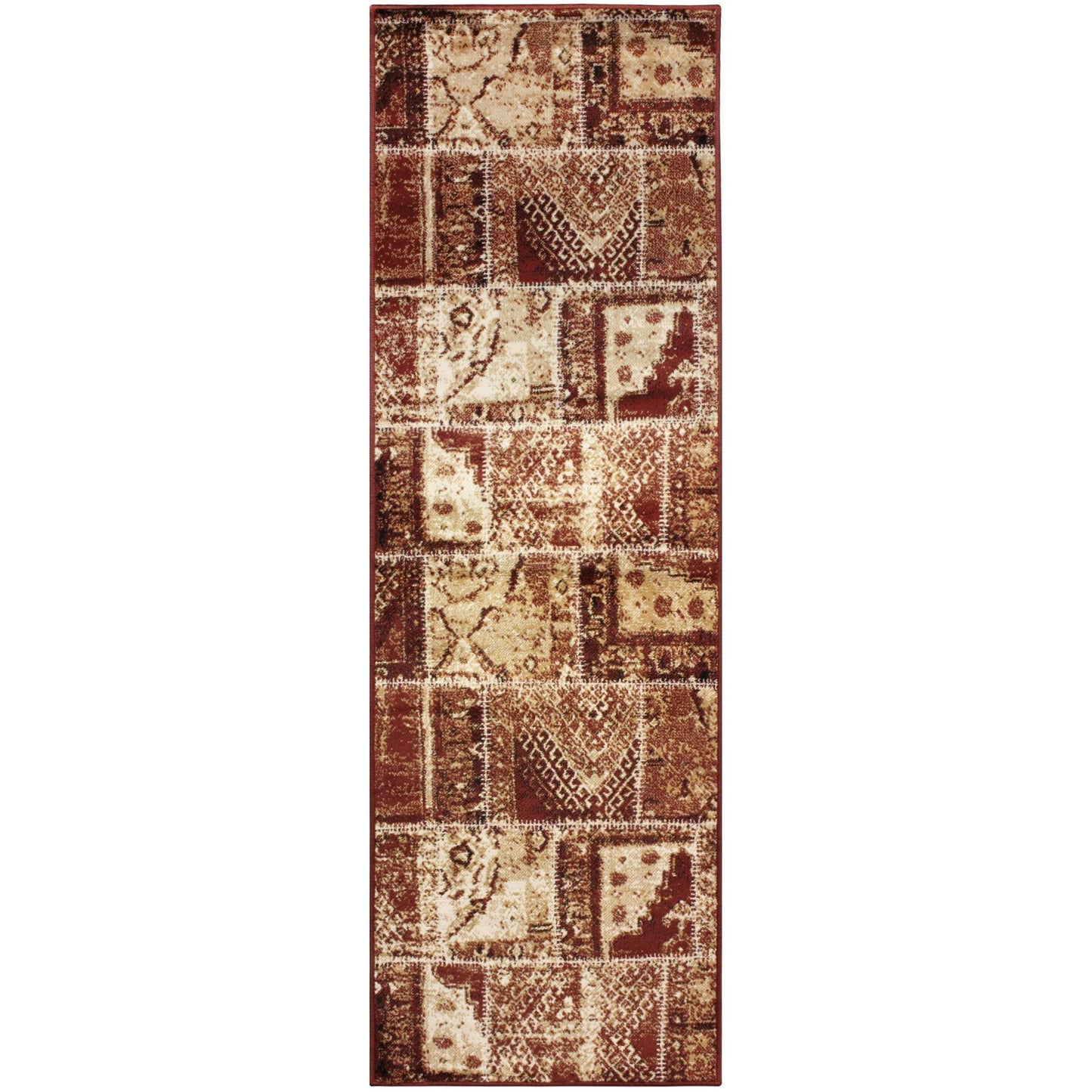 Parquet Contemporary Tribal Patchwork Distressed Rug FredCo
