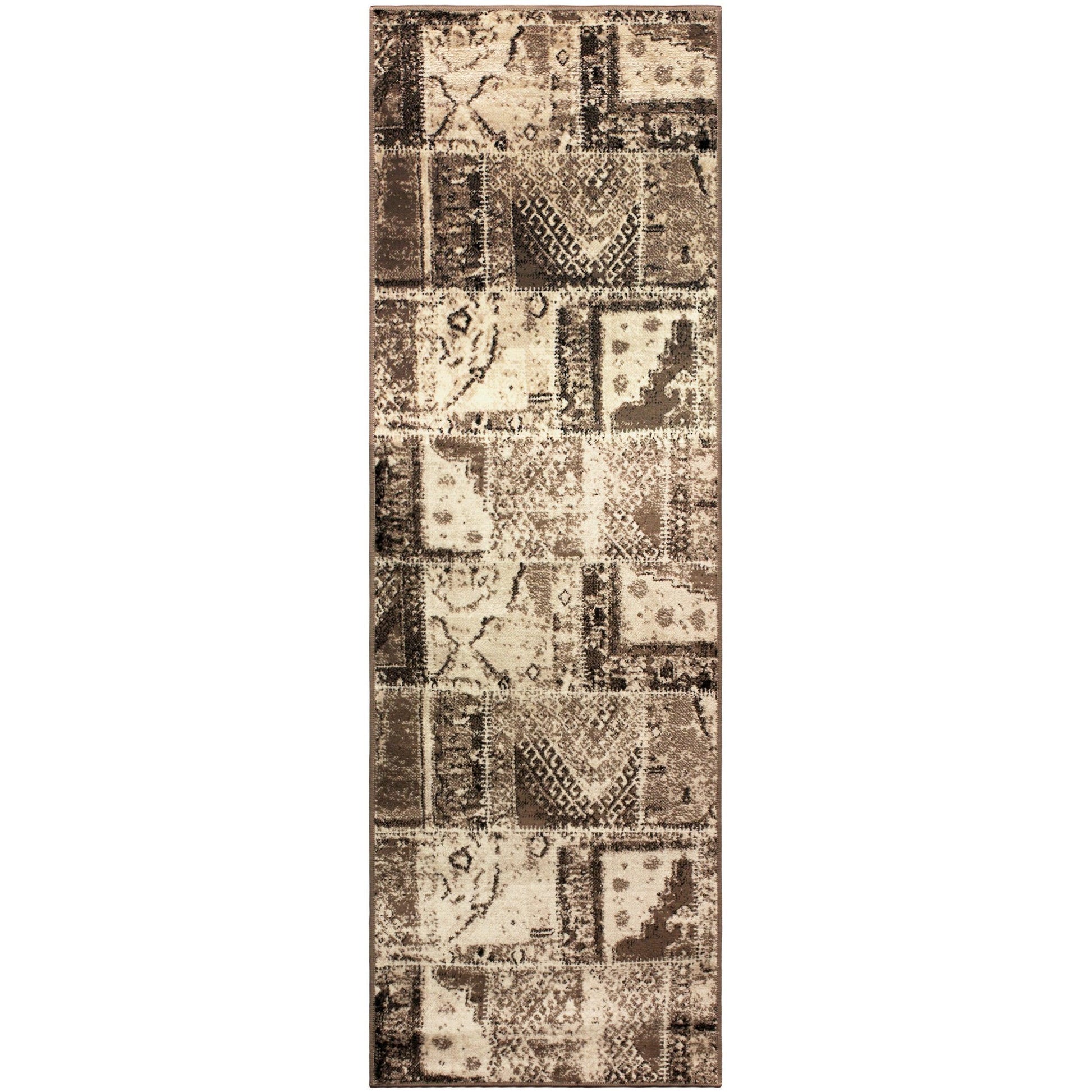 Parquet Contemporary Tribal Patchwork Distressed Rug FredCo
