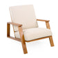 Modern beige upholstered accent chair with wooden frame, FredCo International furniture