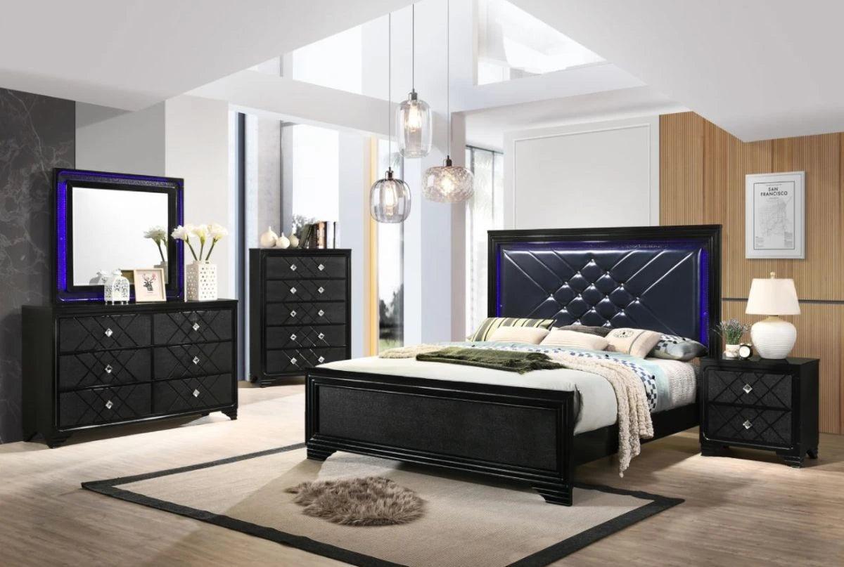 Penelope 4-piece Eastern King Bedroom Set Midnight Star and Black Coaster FredCo