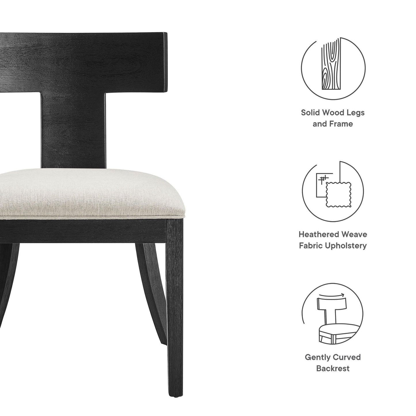Peregrine Wood and Fabric Upholstered Dining Chairs Set of 2 by Modway FredCo