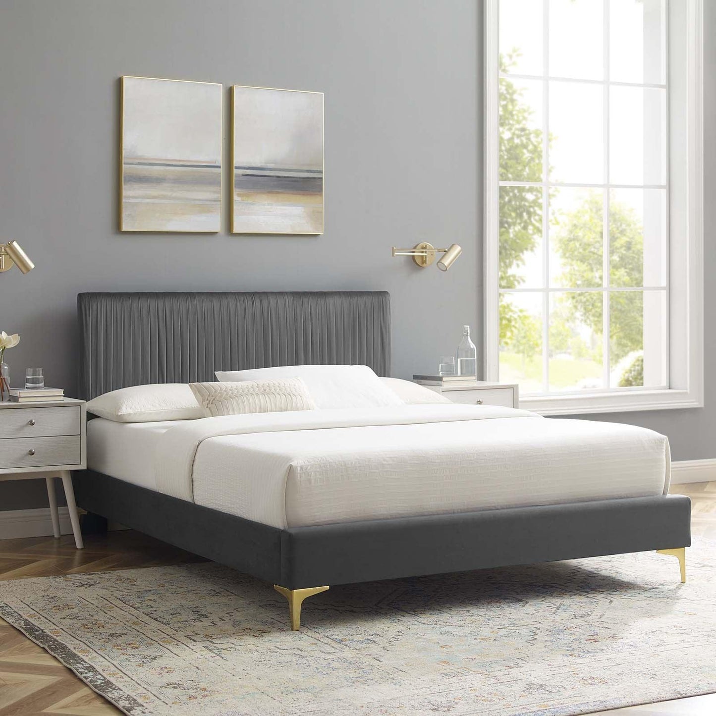 Peyton Performance Velvet Full Platform Bed, MOD-6868 FredCo