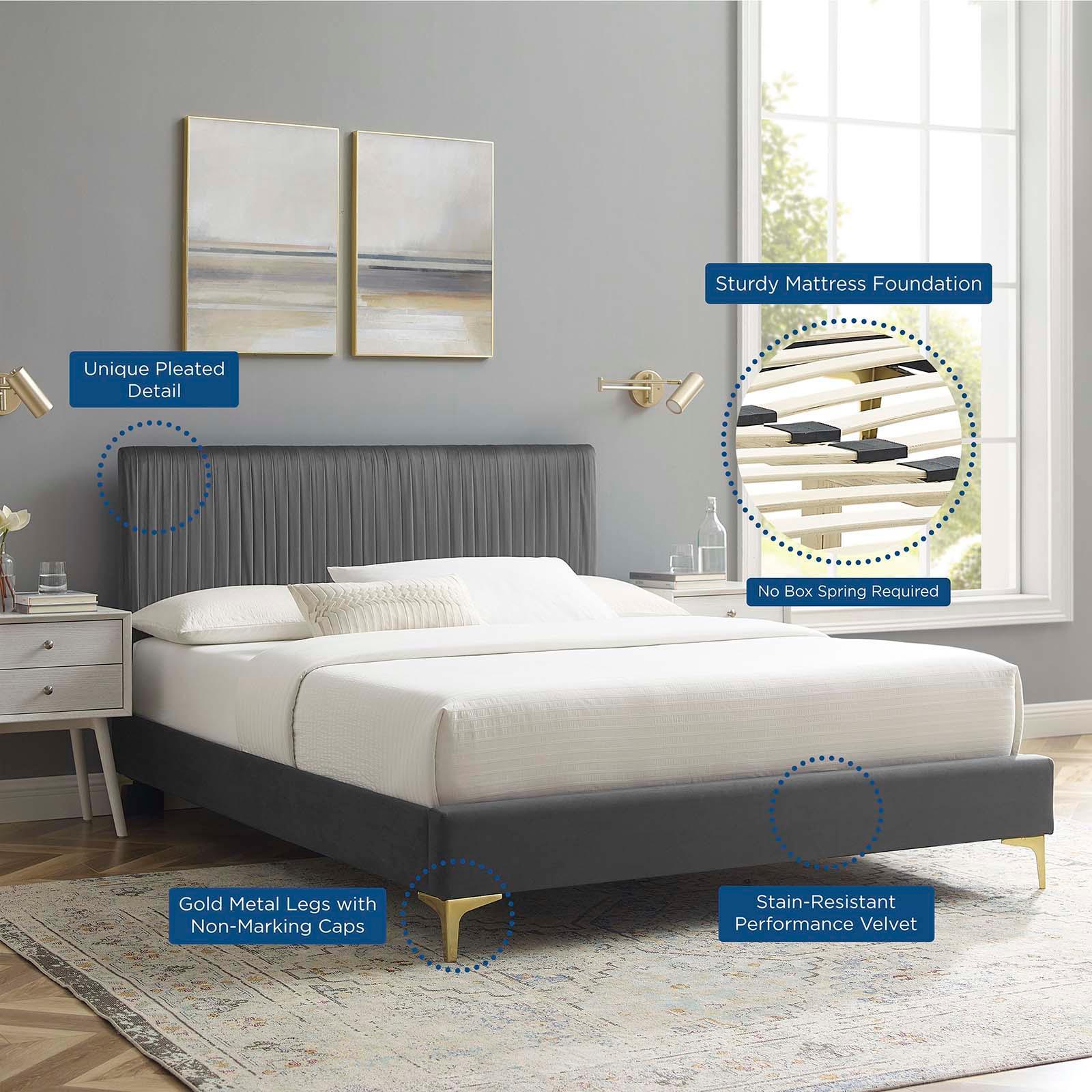 Peyton Performance Velvet Full Platform Bed, MOD-6868 FredCo