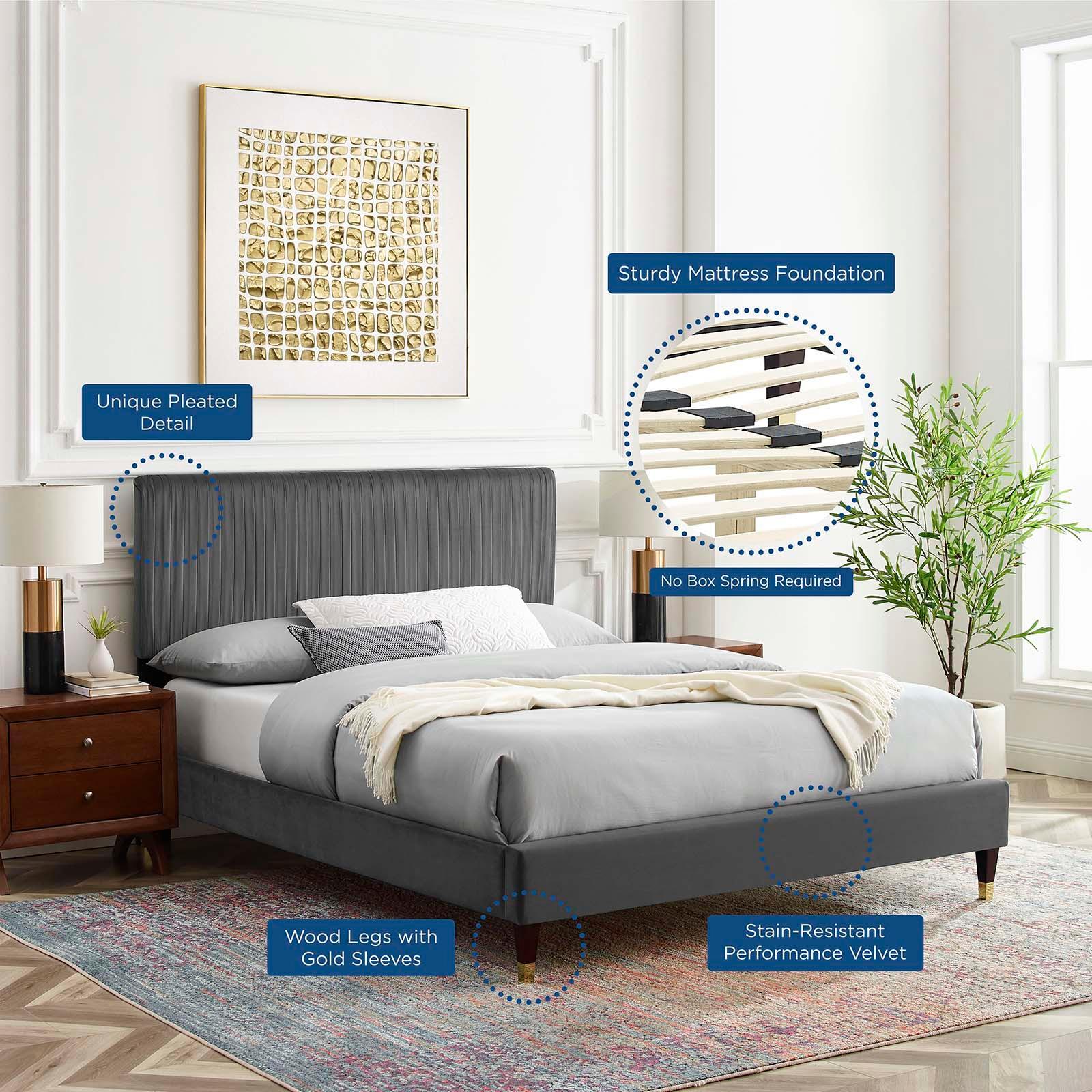 Peyton Performance Velvet Full Platform Bed, MOD-6869 FredCo