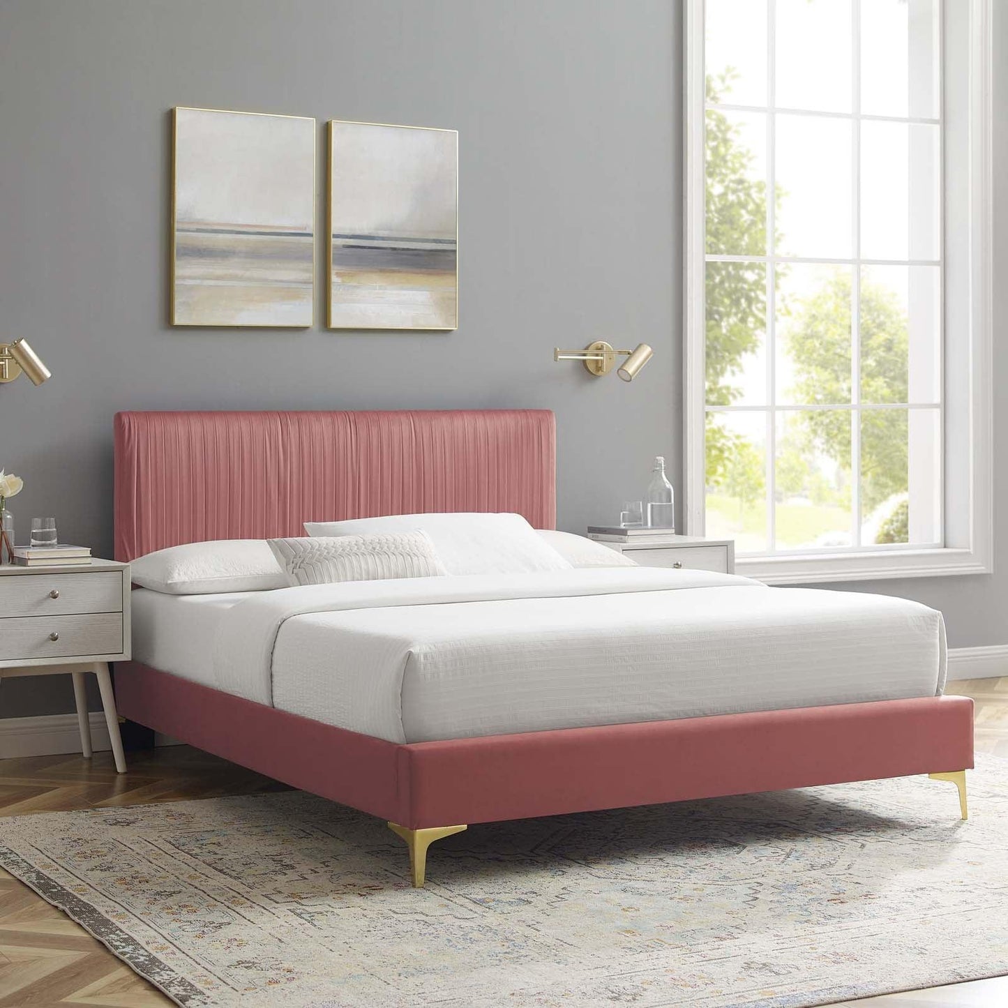 Peyton Performance Velvet King Platform Bed, MOD-6871 FredCo