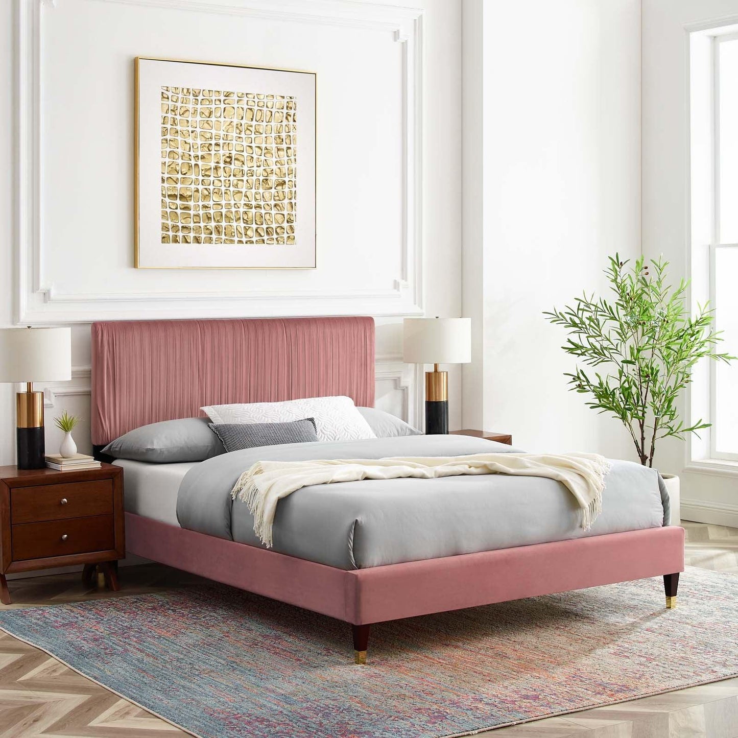 Peyton Performance Velvet Twin Platform Bed, MOD-6866 FredCo