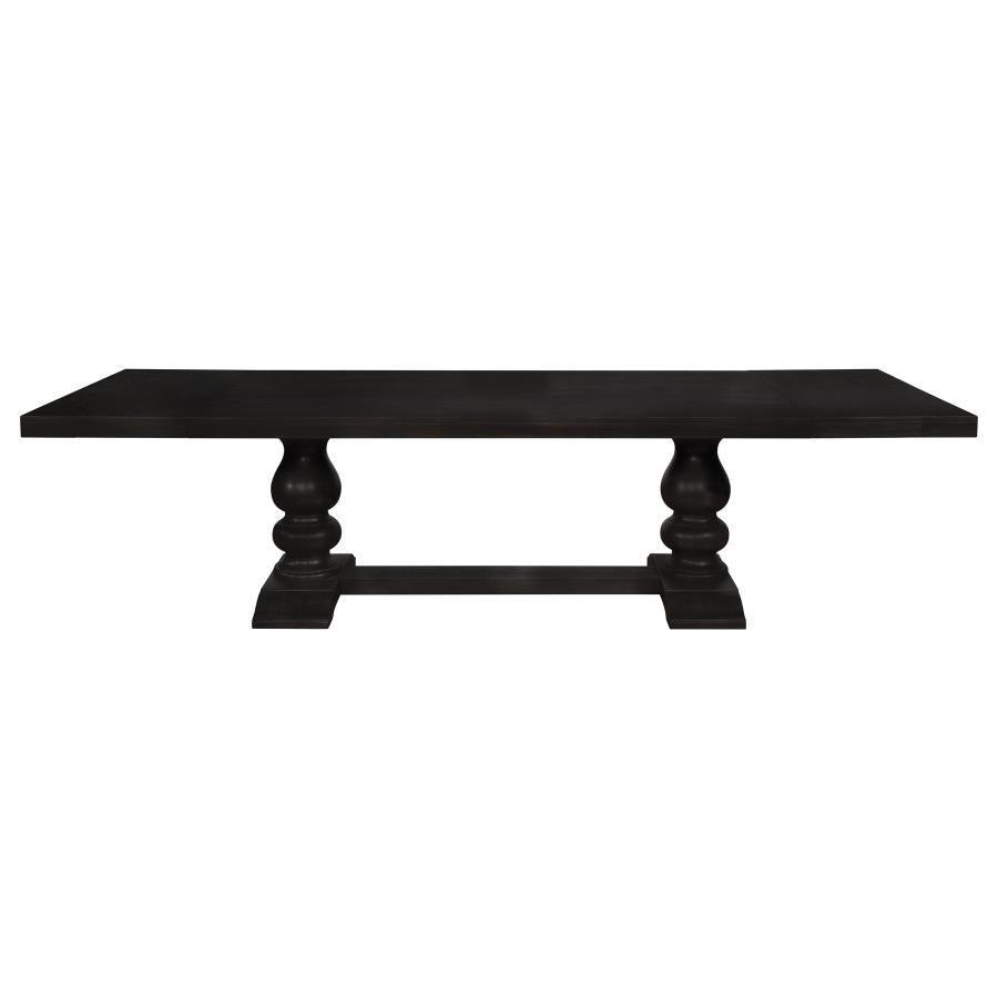 Phelps Rectangular Trestle Dining Set Antique Noir and Grey 121231-S8G Coaster FredCo