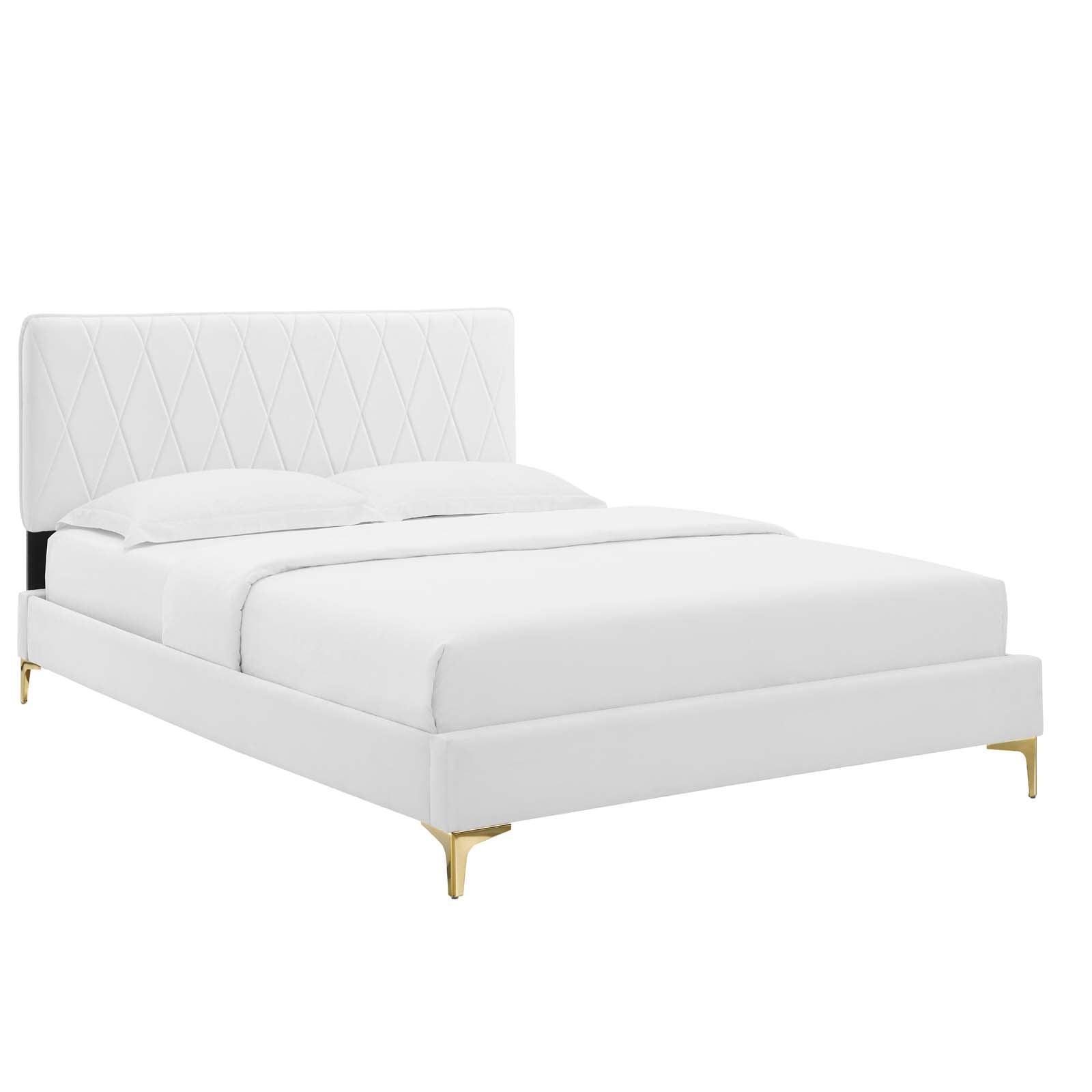 Phillipa Performance Velvet Full Platform Bed, MOD-6922 FredCo
