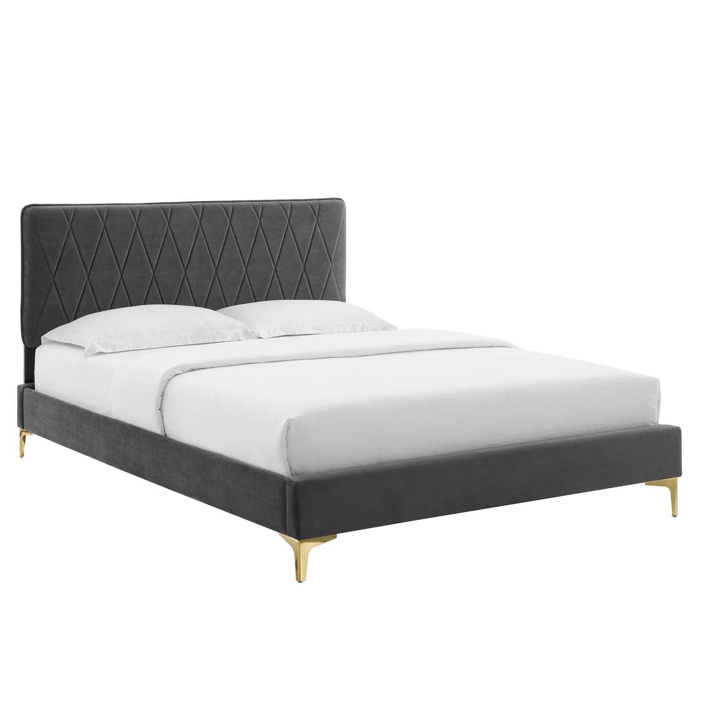 Phillipa Performance Velvet Full Platform Bed, MOD-6922 FredCo