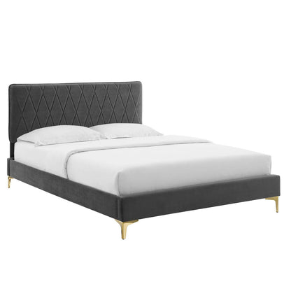 Phillipa Performance Velvet Full Platform Bed, MOD-6922 FredCo