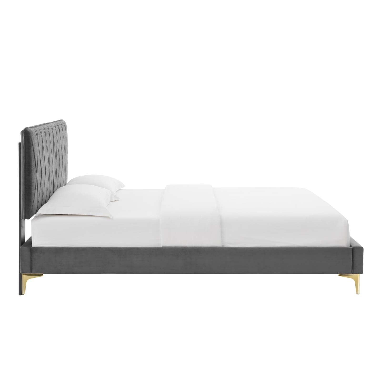 Phillipa Performance Velvet Full Platform Bed, MOD-6922 FredCo