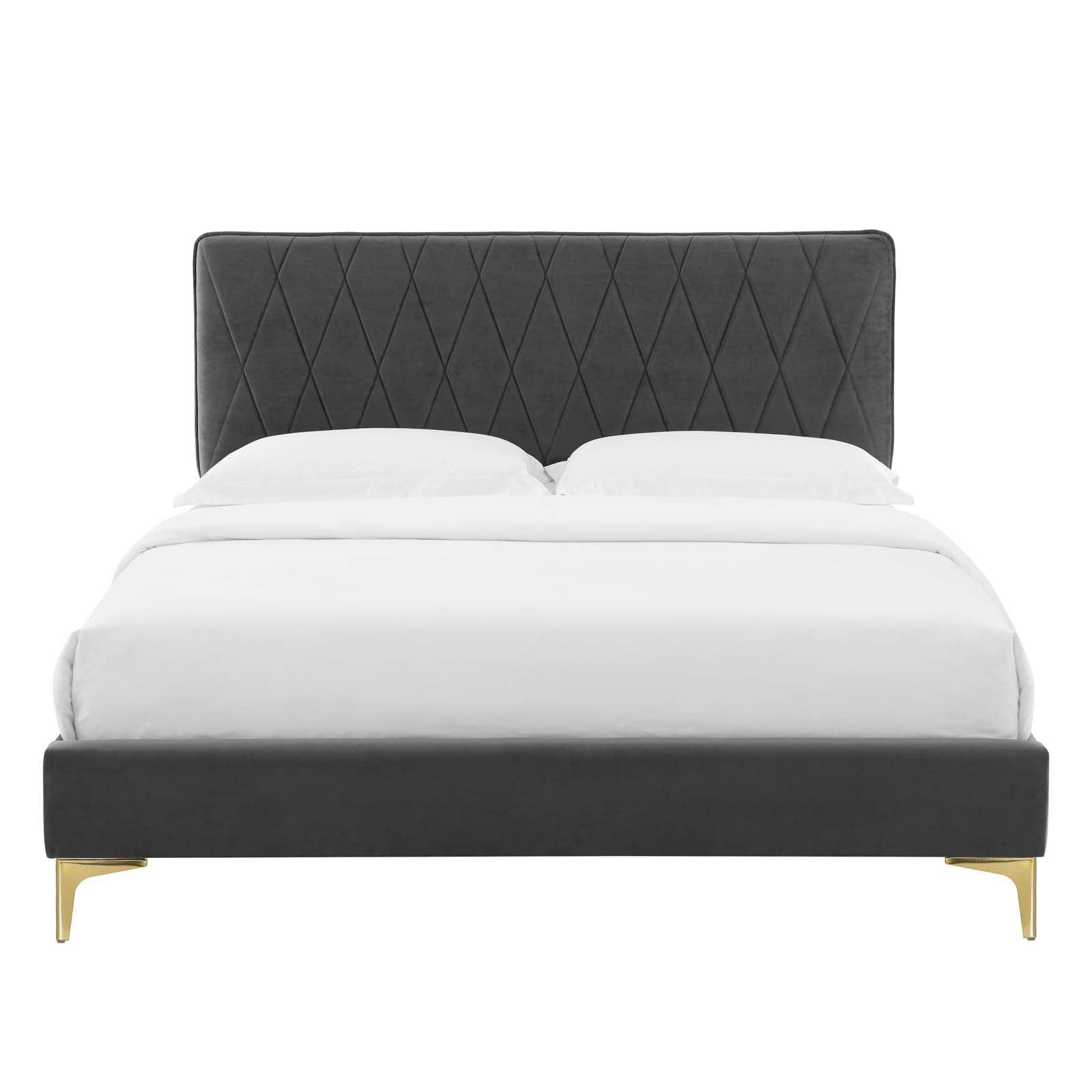 Phillipa Performance Velvet Full Platform Bed, MOD-6922 FredCo