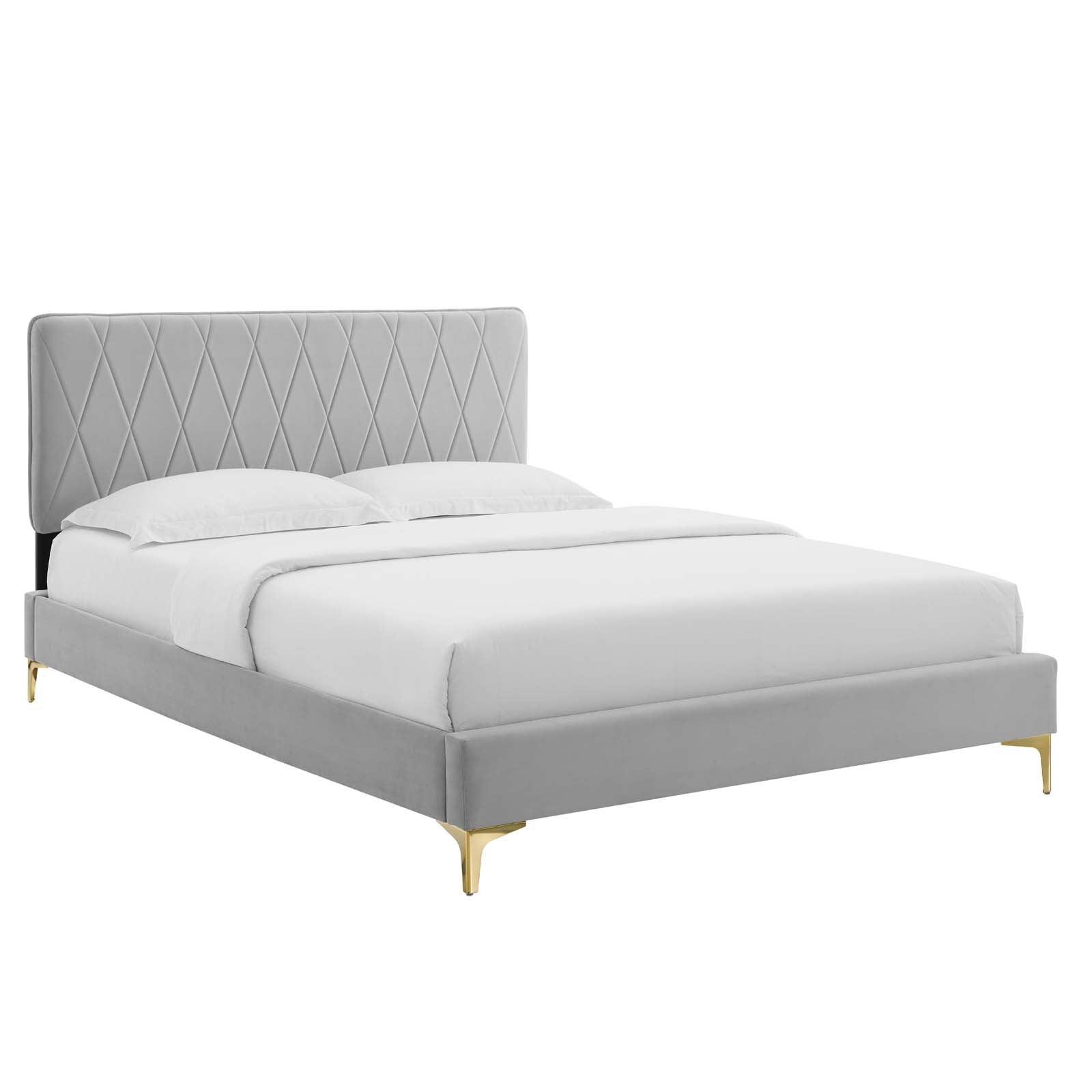 Phillipa Performance Velvet King Platform Bed, MOD-6928 FredCo
