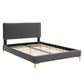 Phillipa Performance Velvet King Platform Bed, MOD-6928 FredCo