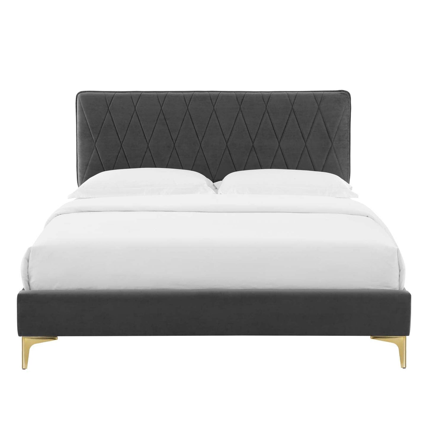 Phillipa Performance Velvet Queen Platform Bed, MOD-6706 FredCo
