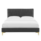 Phillipa Performance Velvet Queen Platform Bed, MOD-6706 FredCo