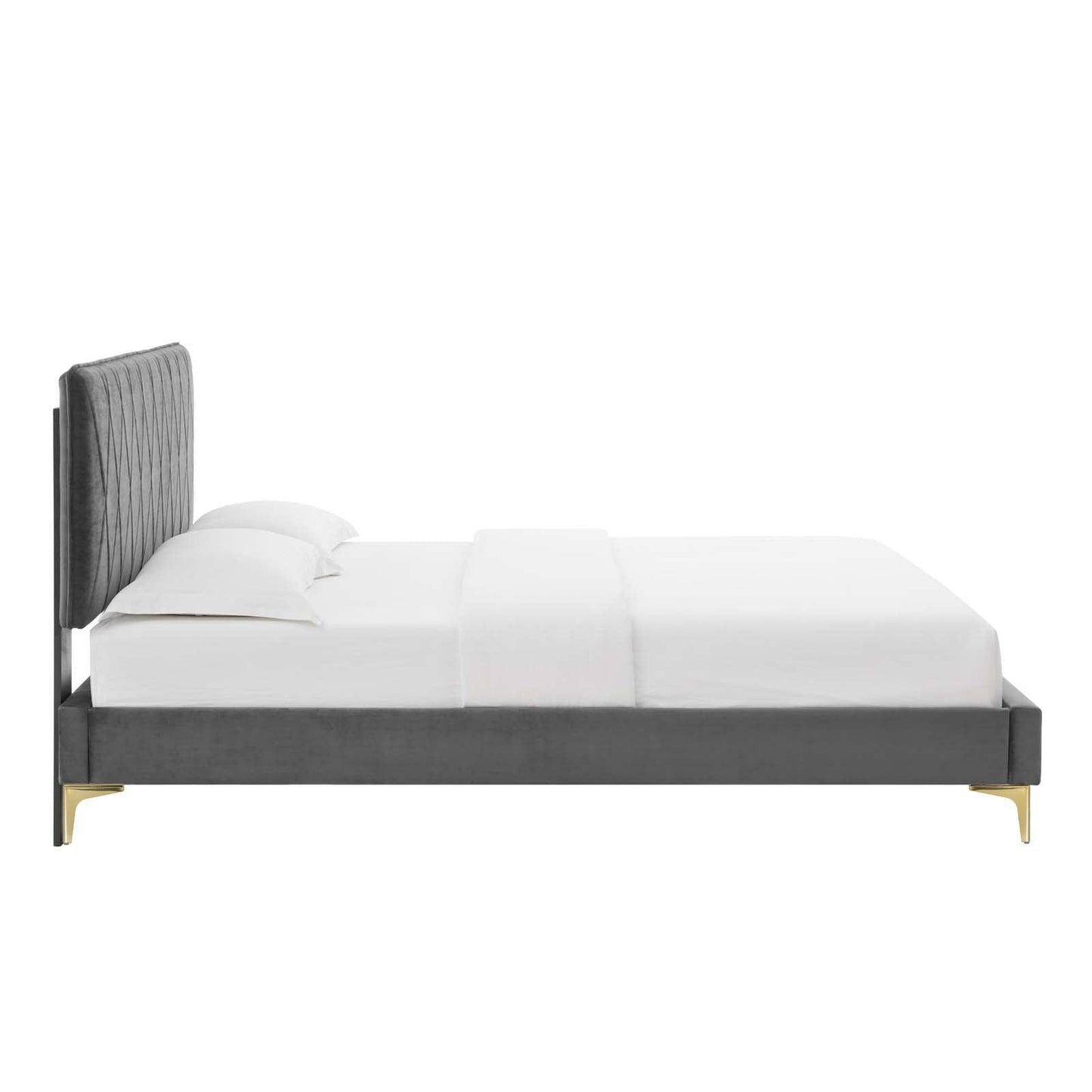 Phillipa Performance Velvet Queen Platform Bed, MOD-6706 FredCo