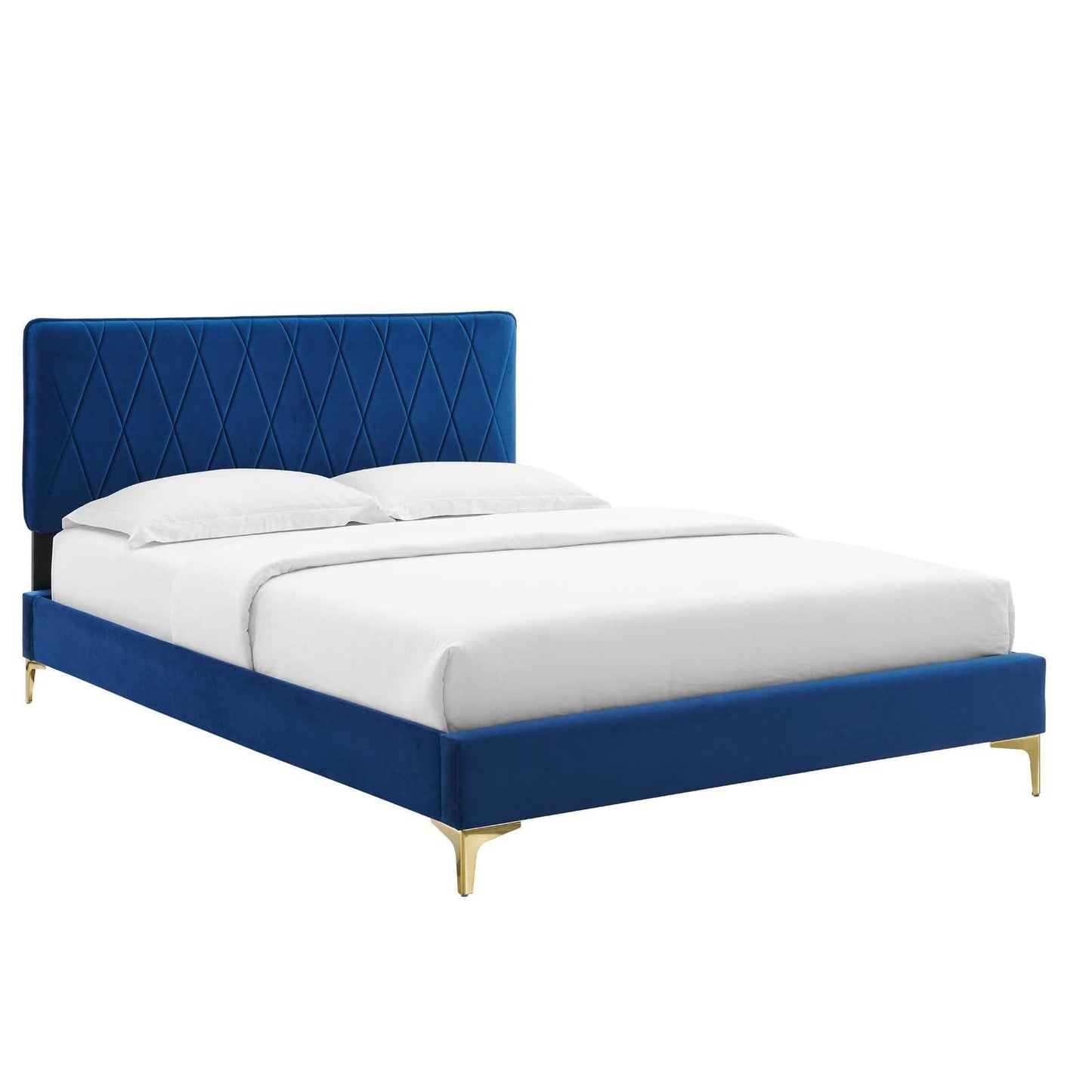 Phillipa Performance Velvet Queen Platform Bed, MOD-6706 FredCo