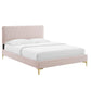 Phillipa Performance Velvet Queen Platform Bed, MOD-6706 FredCo