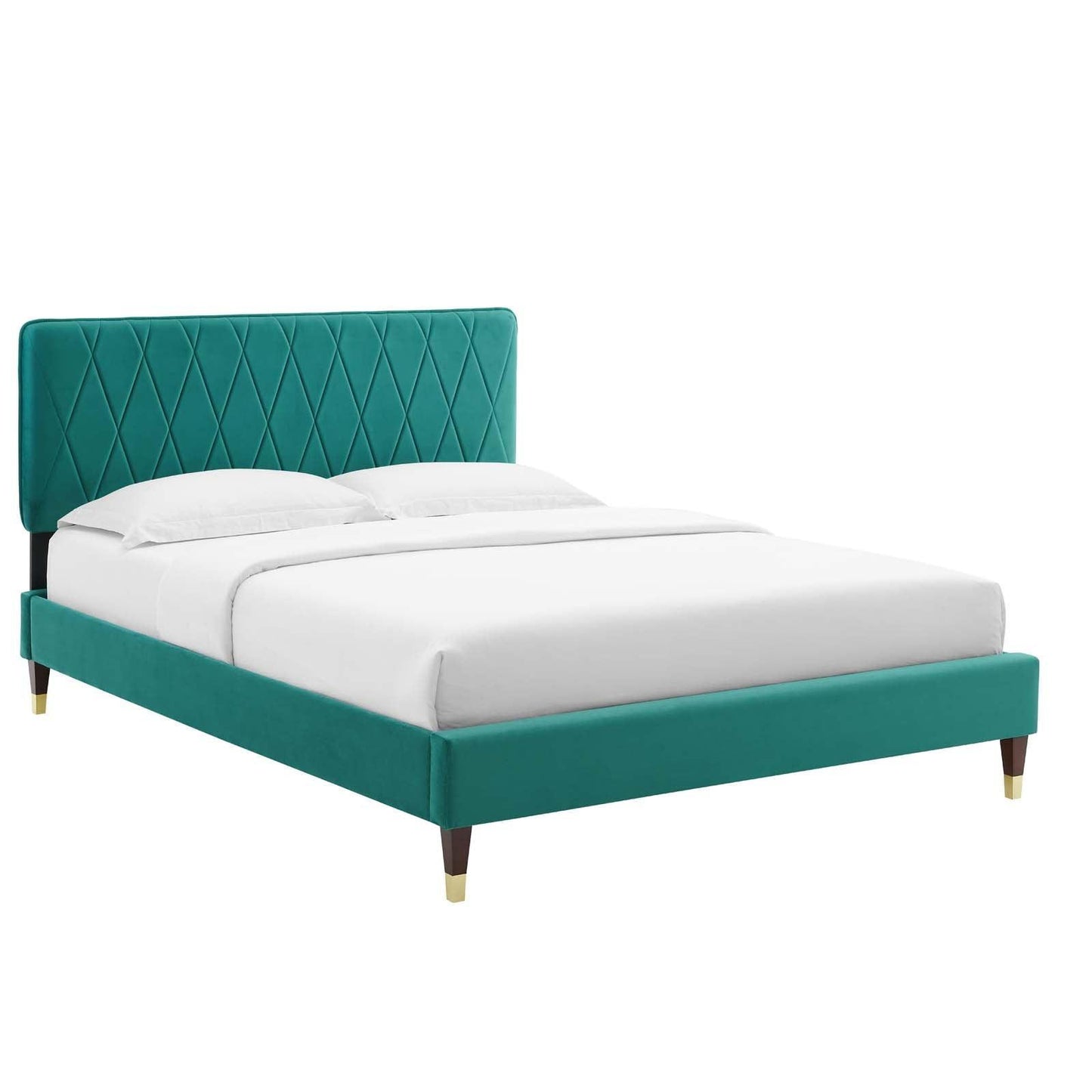 Phillipa Performance Velvet Queen Platform Bed, MOD-6707 FredCo