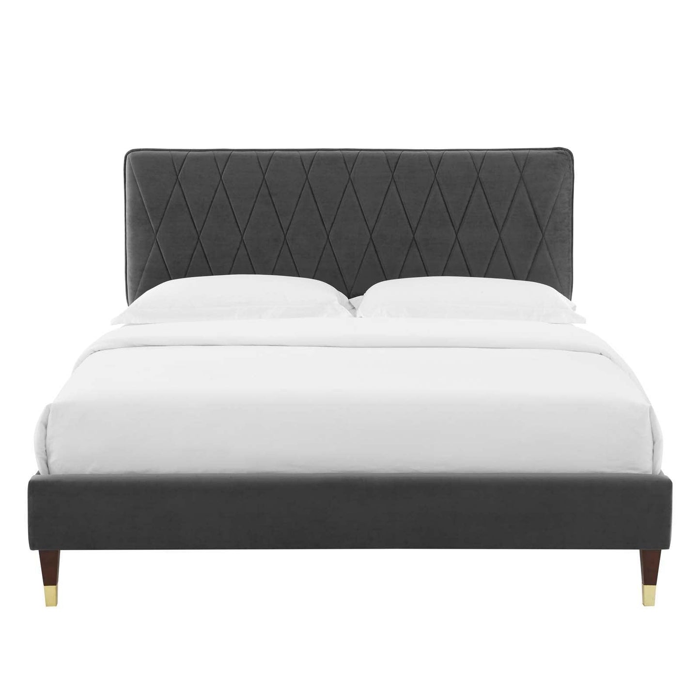 Phillipa Performance Velvet Queen Platform Bed, MOD-6707 FredCo
