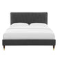 Phillipa Performance Velvet Queen Platform Bed, MOD-6707 FredCo