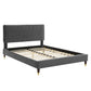Phillipa Performance Velvet Queen Platform Bed, MOD-6707 FredCo