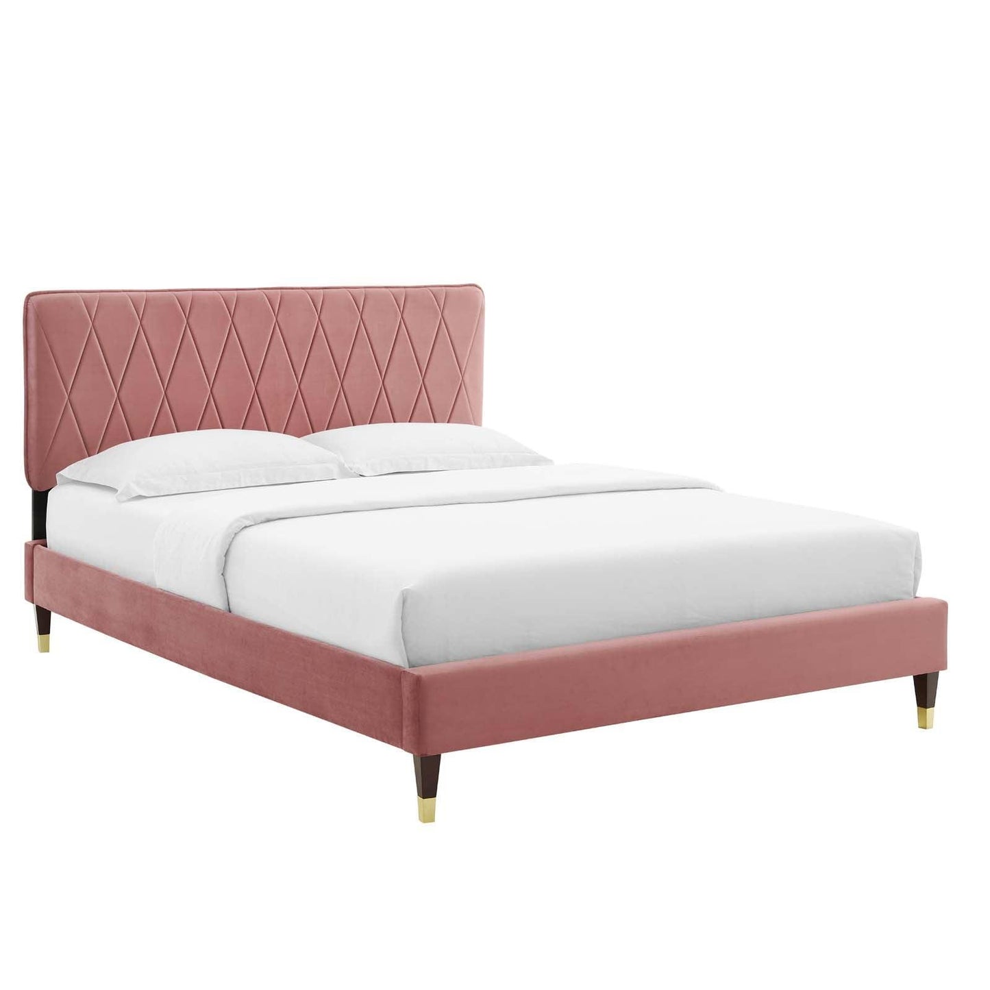 Phillipa Performance Velvet Queen Platform Bed, MOD-6707 FredCo