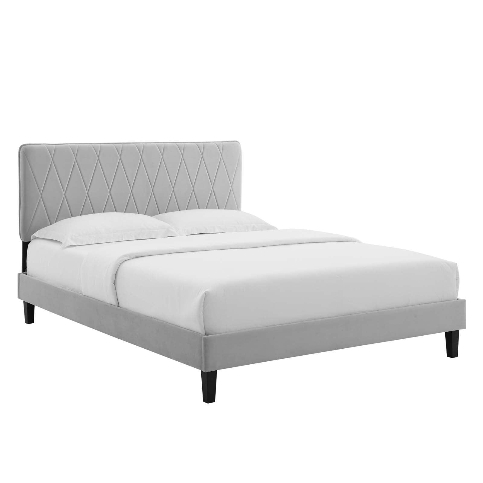 Phillipa Performance Velvet Queen Platform Bed, MOD-6708 FredCo