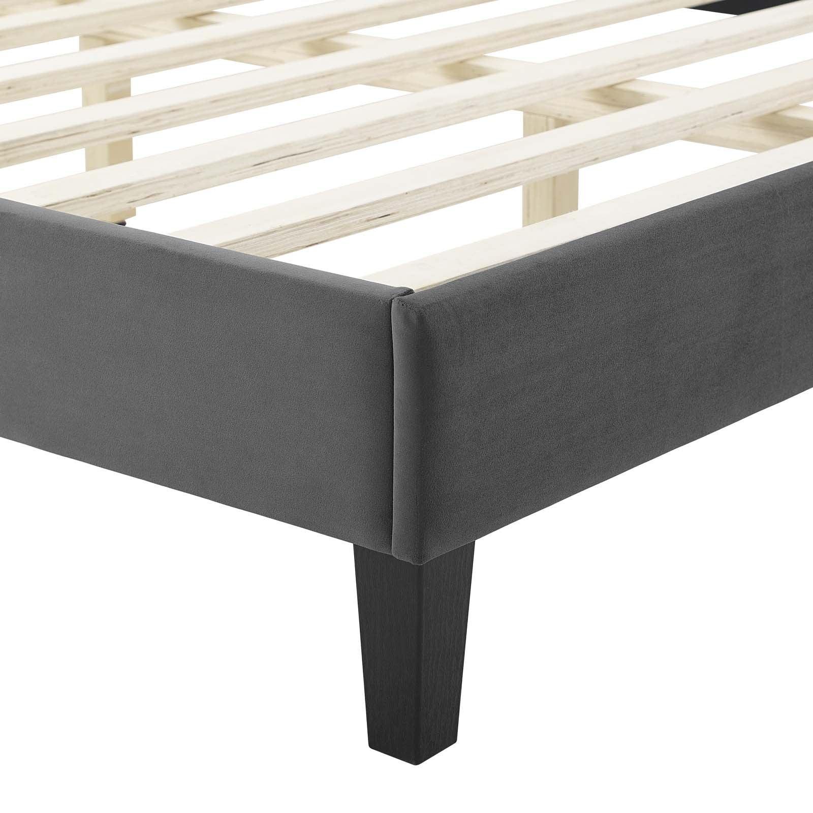 Phillipa Performance Velvet Queen Platform Bed, MOD-6708 FredCo