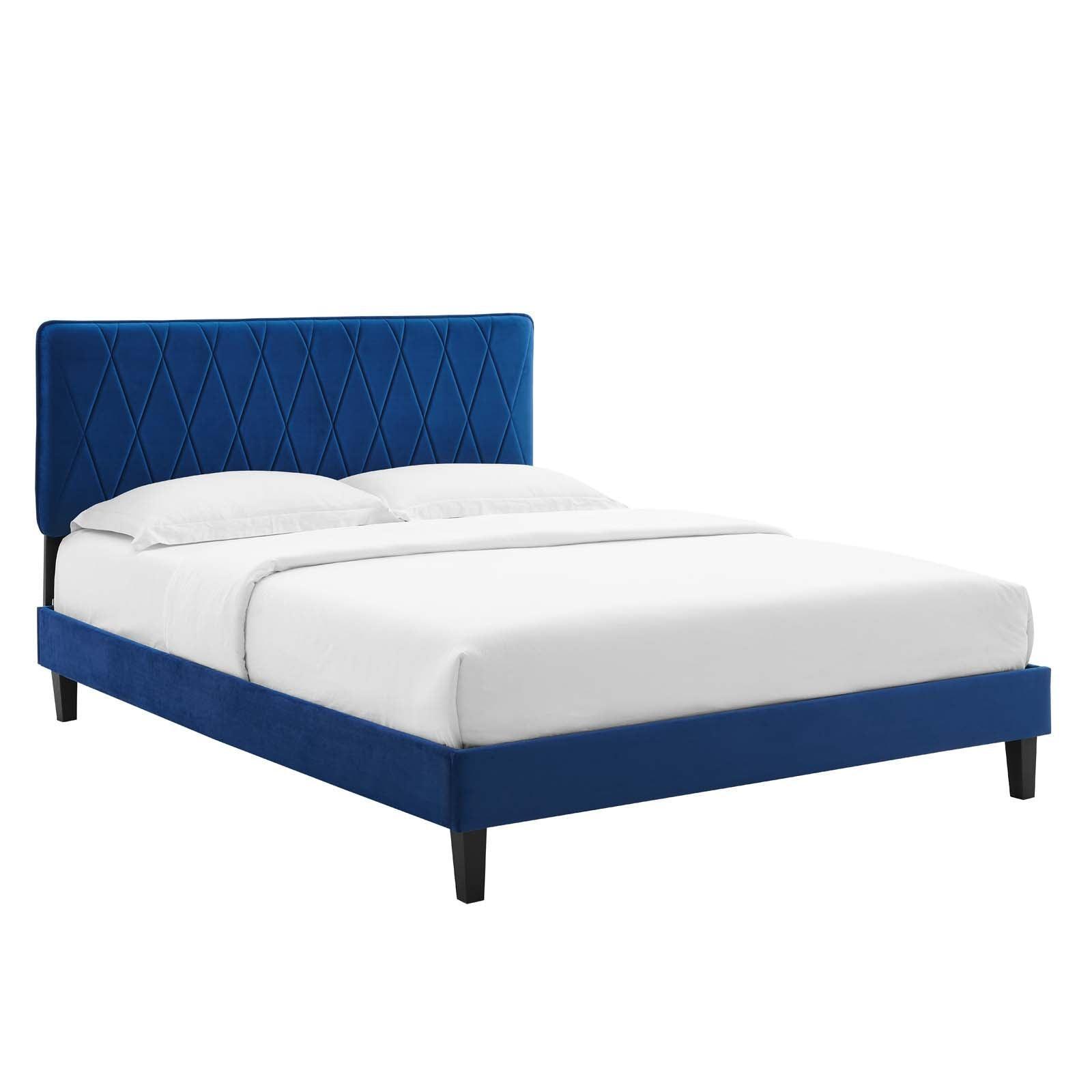 Phillipa Performance Velvet Queen Platform Bed, MOD-6708 FredCo