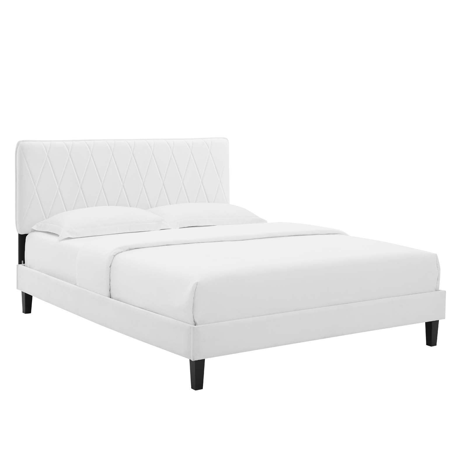 Phillipa Performance Velvet Queen Platform Bed, MOD-6708 FredCo