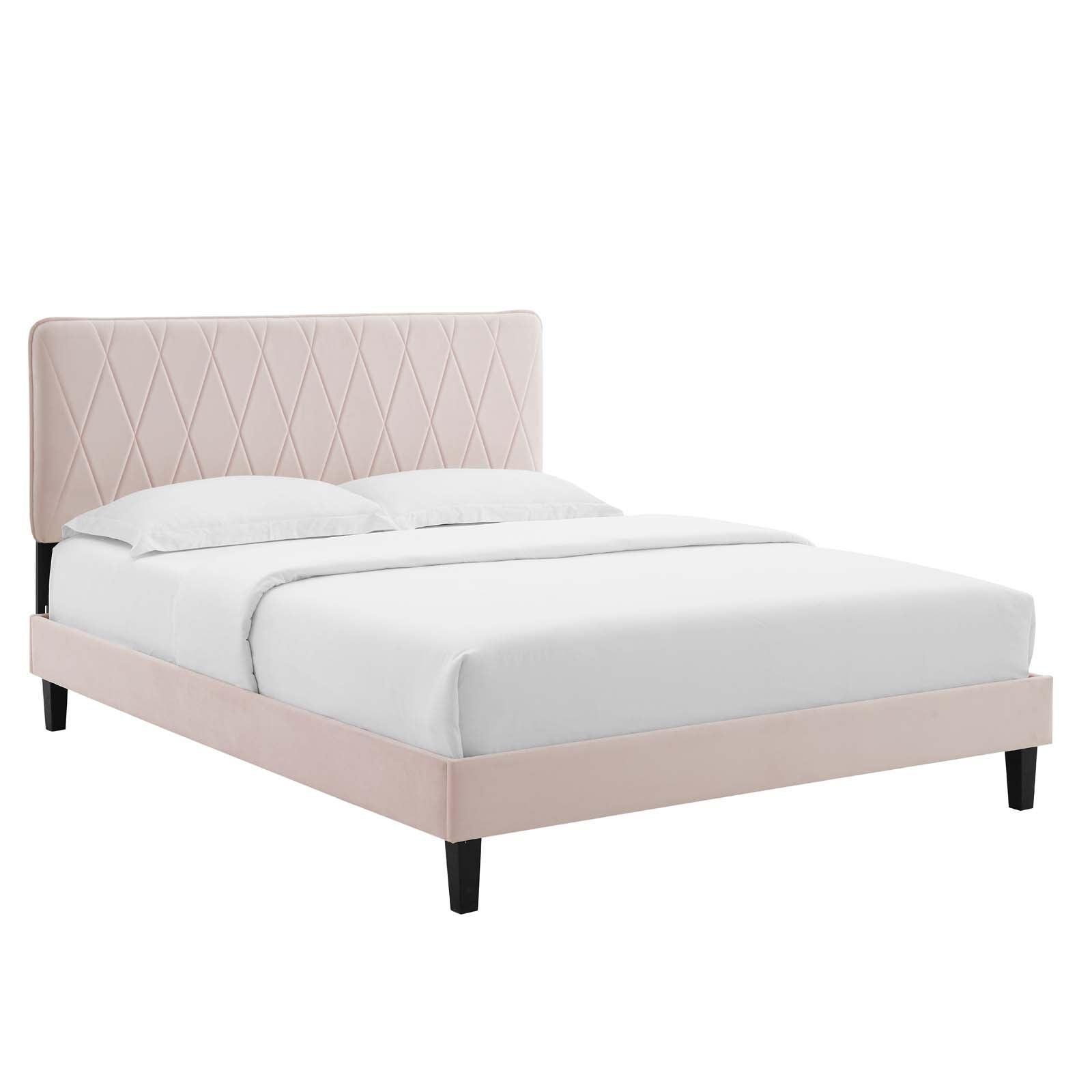 Phillipa Performance Velvet Queen Platform Bed, MOD-6708 FredCo