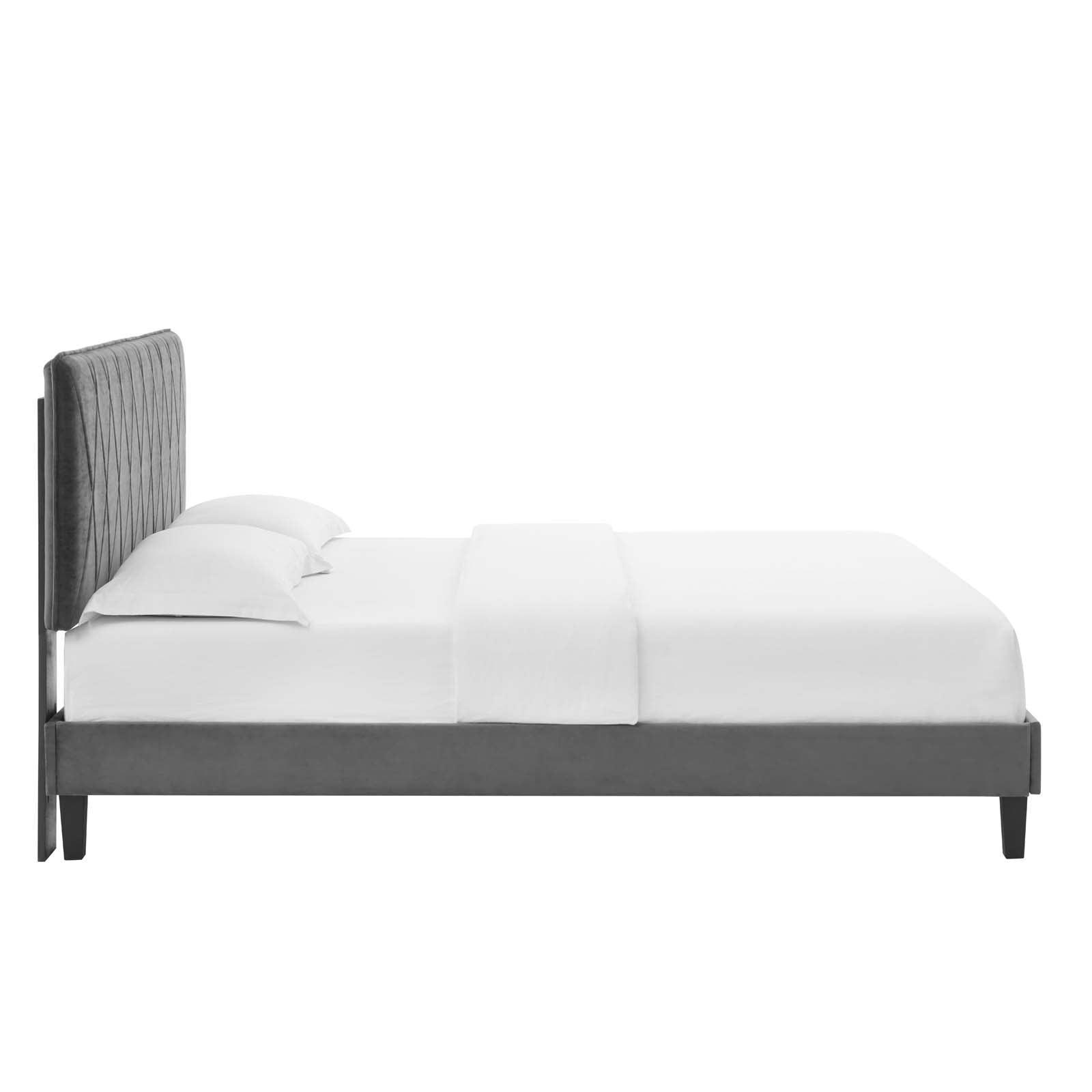 Phillipa Performance Velvet Queen Platform Bed, MOD-6708 FredCo