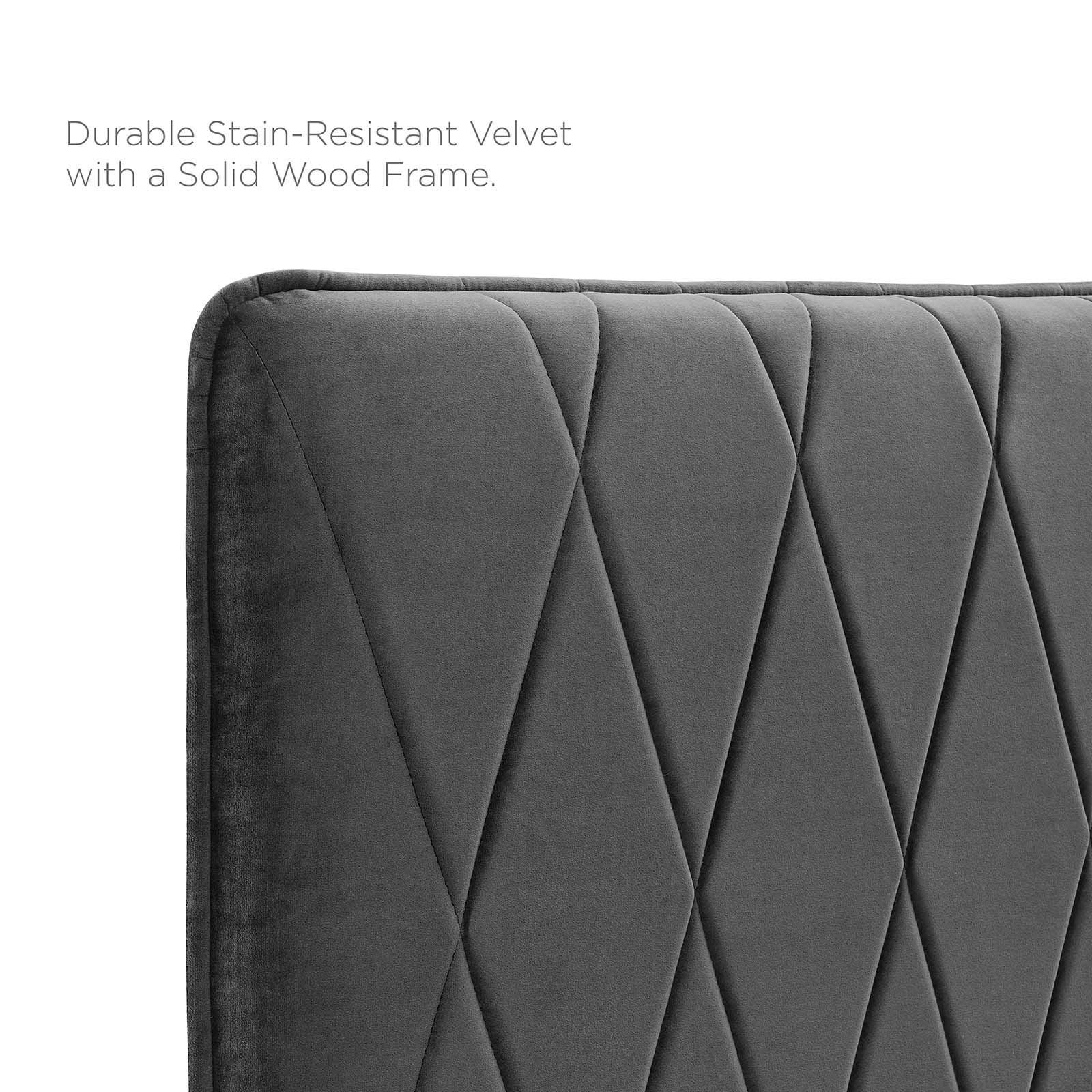 Phillipa Performance Velvet Queen Platform Bed, MOD-6708 FredCo