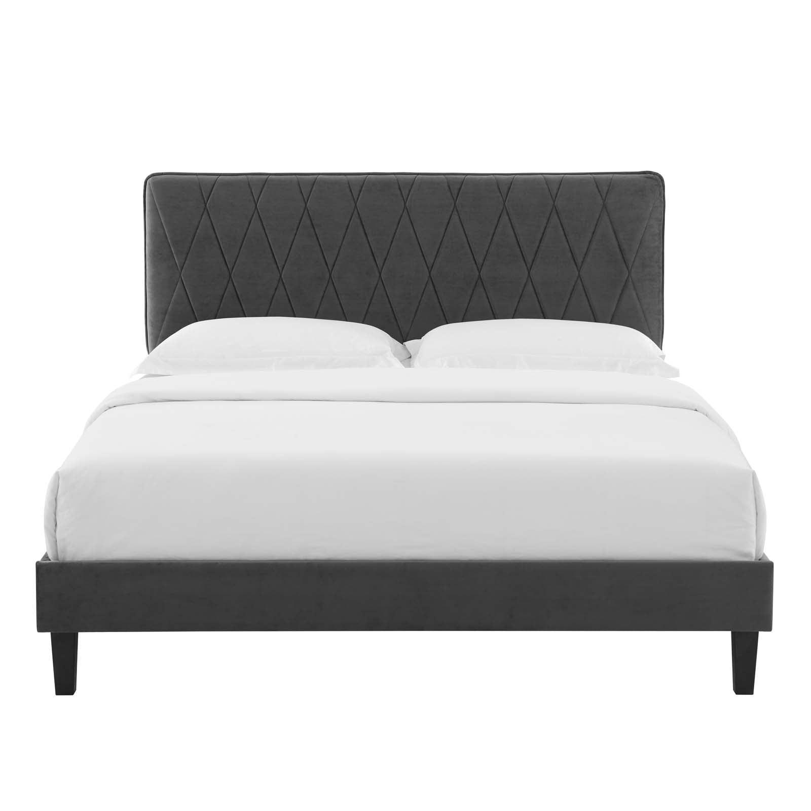 Phillipa Performance Velvet Queen Platform Bed, MOD-6708 FredCo