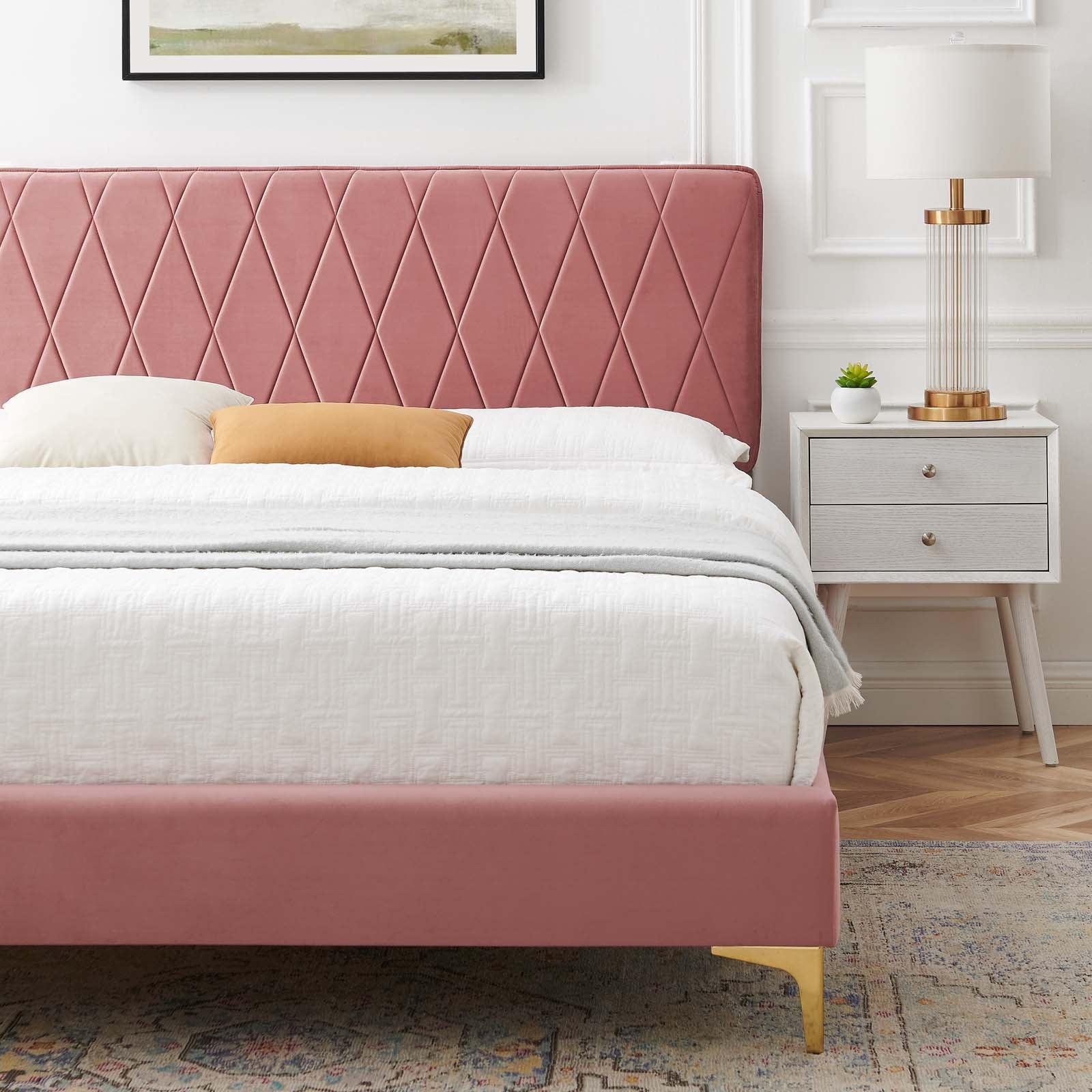 Phillipa Performance Velvet Twin Platform Bed, MOD-6898 FredCo