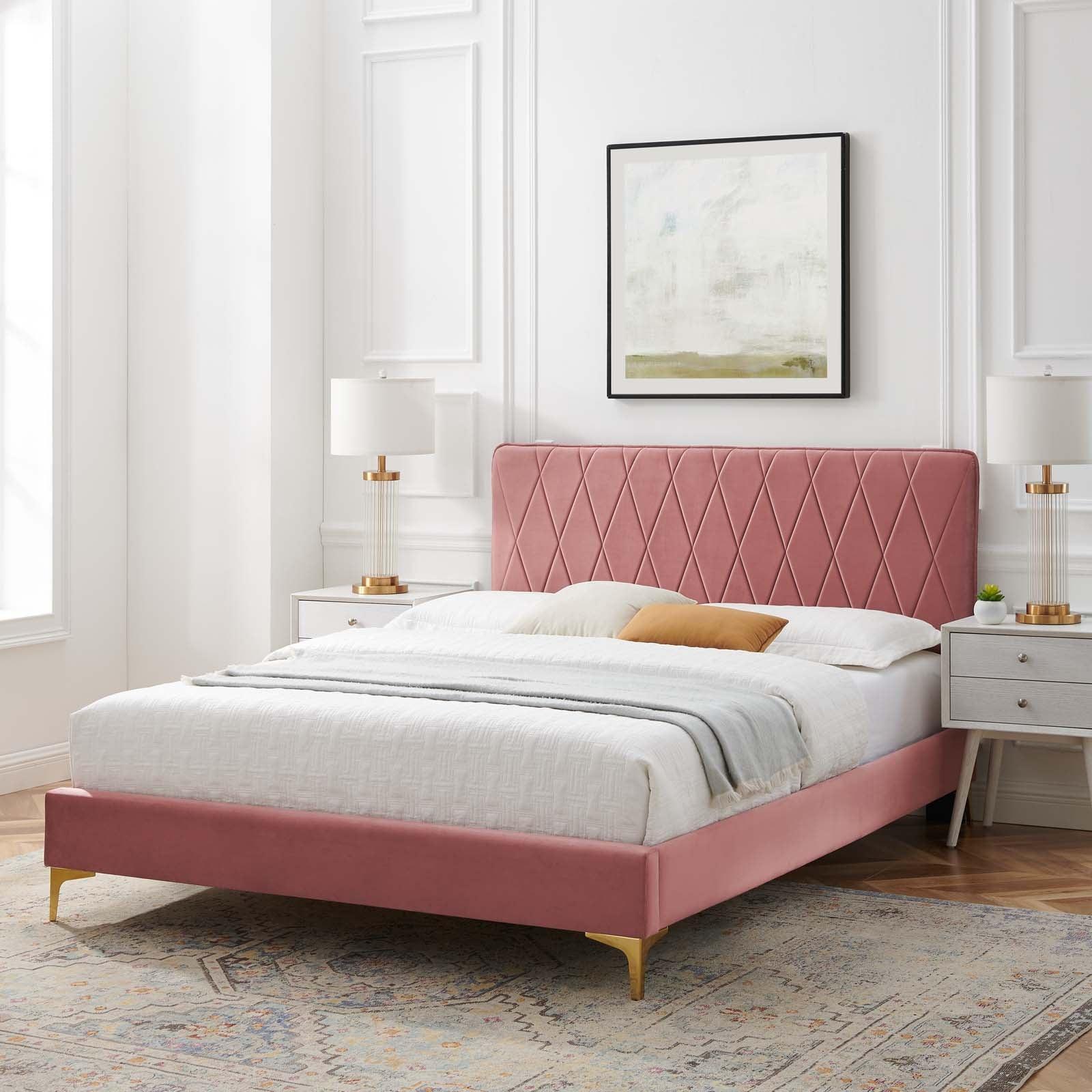 Phillipa Performance Velvet Twin Platform Bed, MOD-6898 FredCo