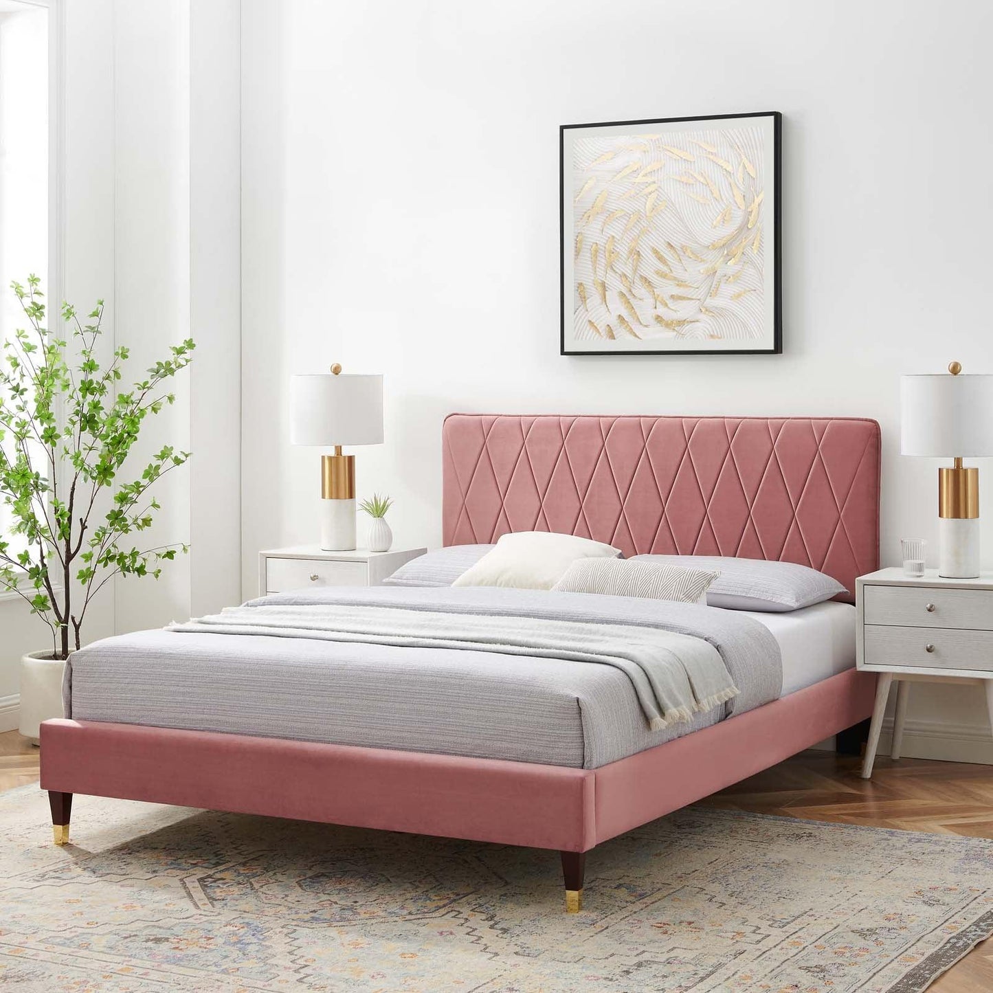 Phillipa Performance Velvet Twin Platform Bed, MOD-6899 FredCo